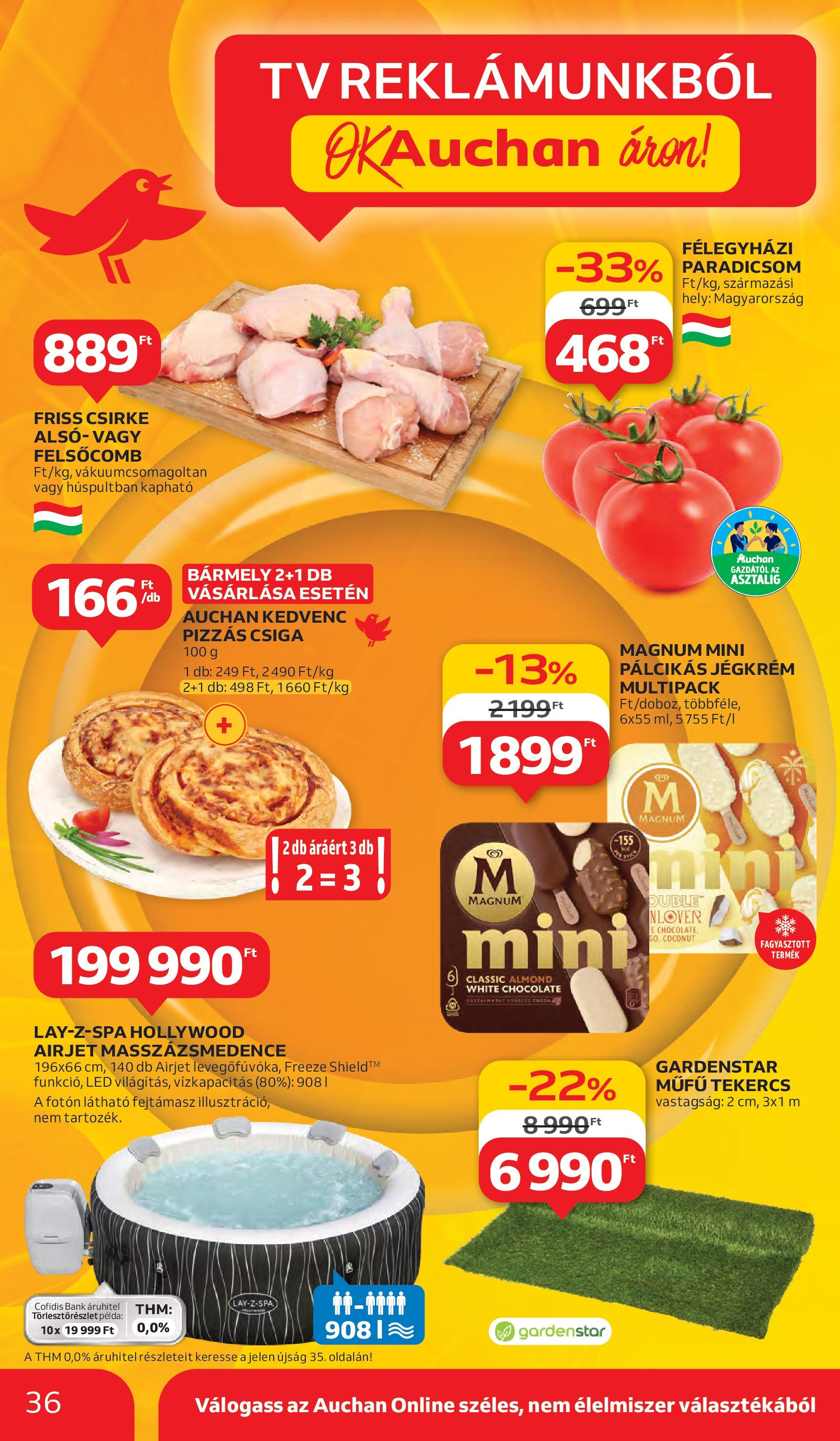 Auchan Akciós újság - 2025.06.05. -tól/töl > akció, lapozható szórólap 🛍️ | Oldal: 36 | Termékek: Magnum, TV, Paradicsom, Pálcikás jégkrém