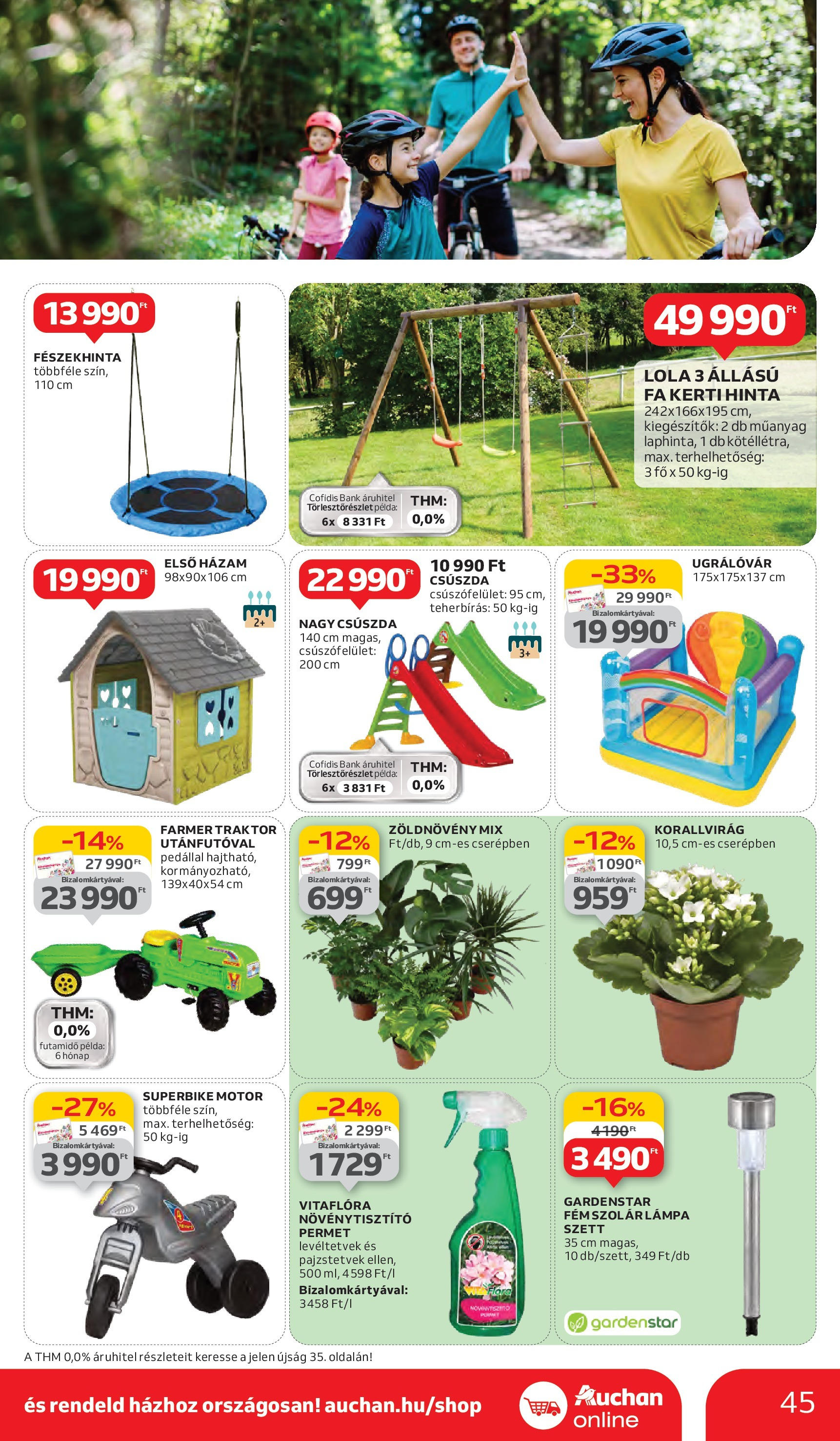 Auchan Akciós újság - 2025.06.05. -tól/töl > akció, lapozható szórólap 🛍️ | Oldal: 45 | Termékek: Csúszda, Farmer, Hinta, Kerti hinta