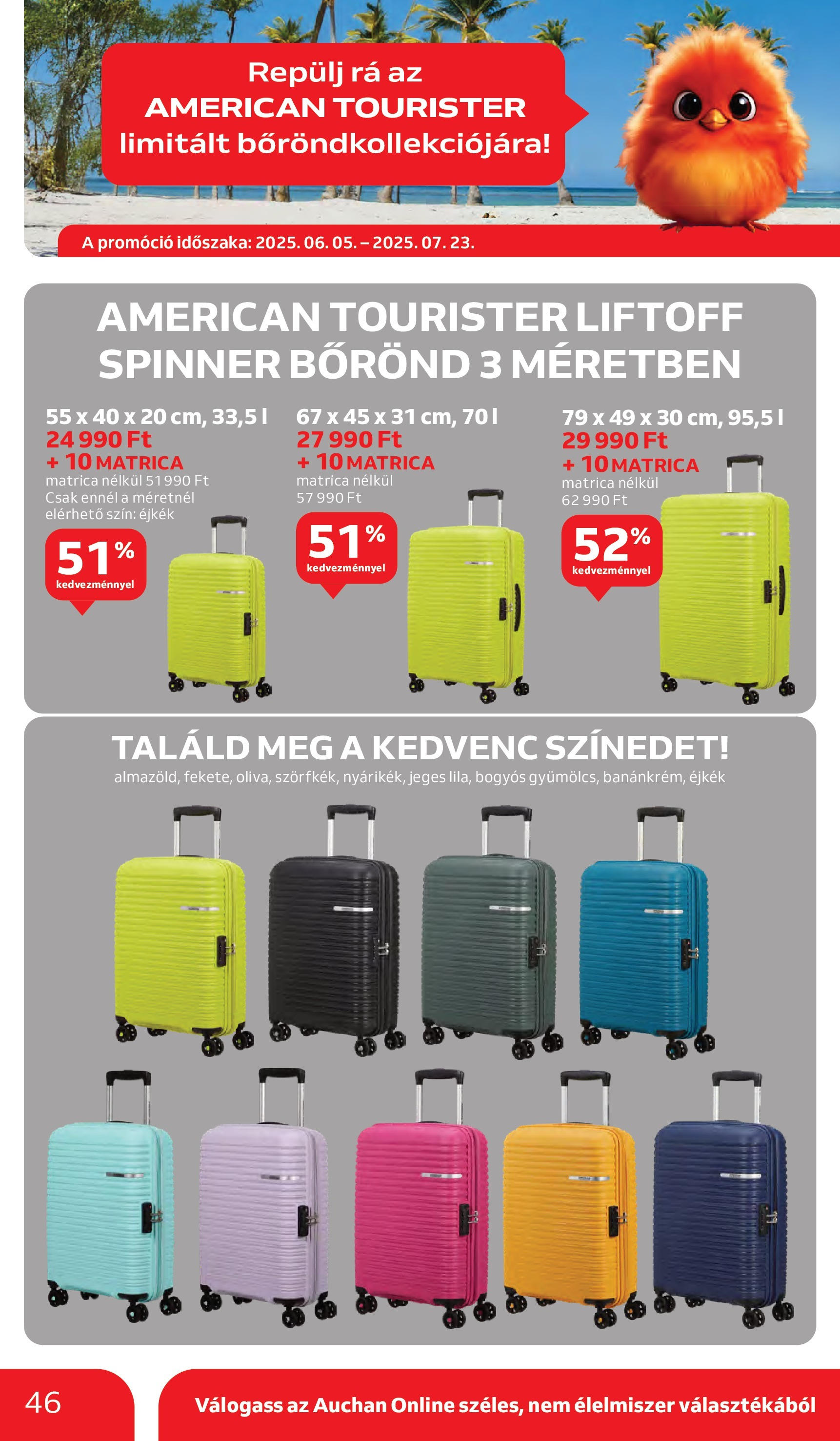 Auchan Akciós újság - 2025.06.05. -tól/töl > akció, lapozható szórólap 🛍️ | Oldal: 46 | Termékek: Bőrönd