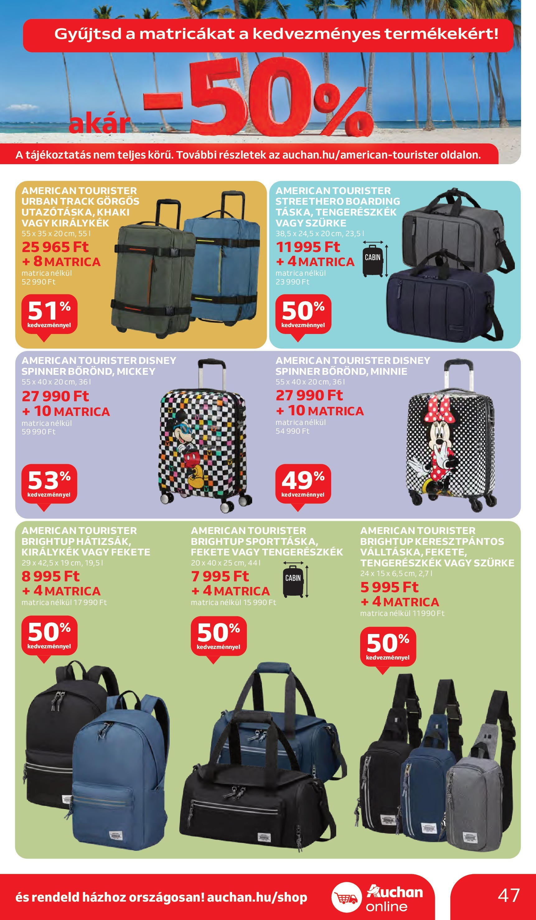 Auchan Akciós újság - 2025.06.05. -tól/töl > akció, lapozható szórólap 🛍️ | Oldal: 47 | Termékek: Bőrönd