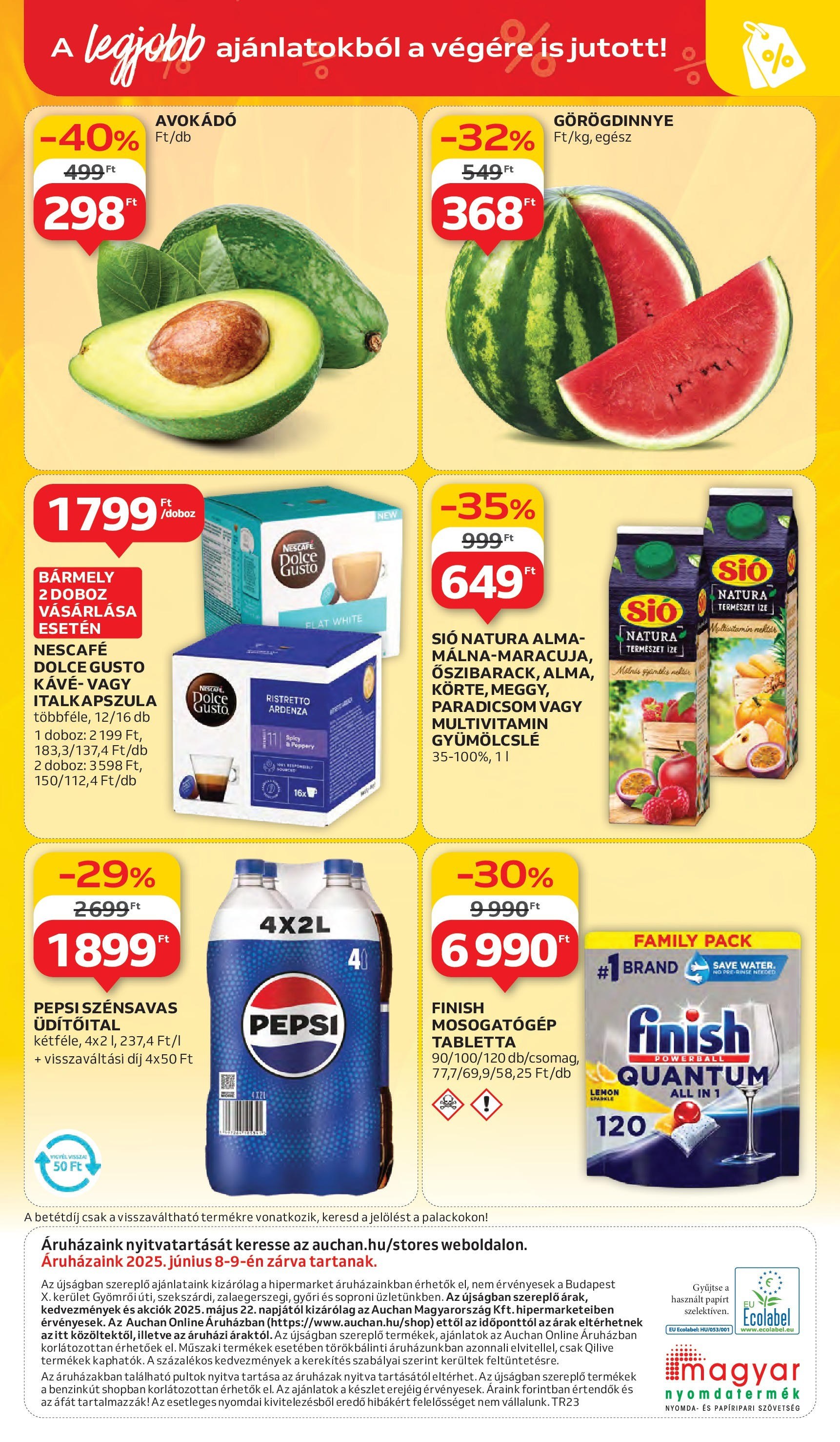 Auchan Akciós újság - 2025.06.05. -tól/töl > akció, lapozható szórólap 🛍️ | Oldal: 54 | Termékek: Pepsi, Mosogatógép, Kávé, Multivitamin