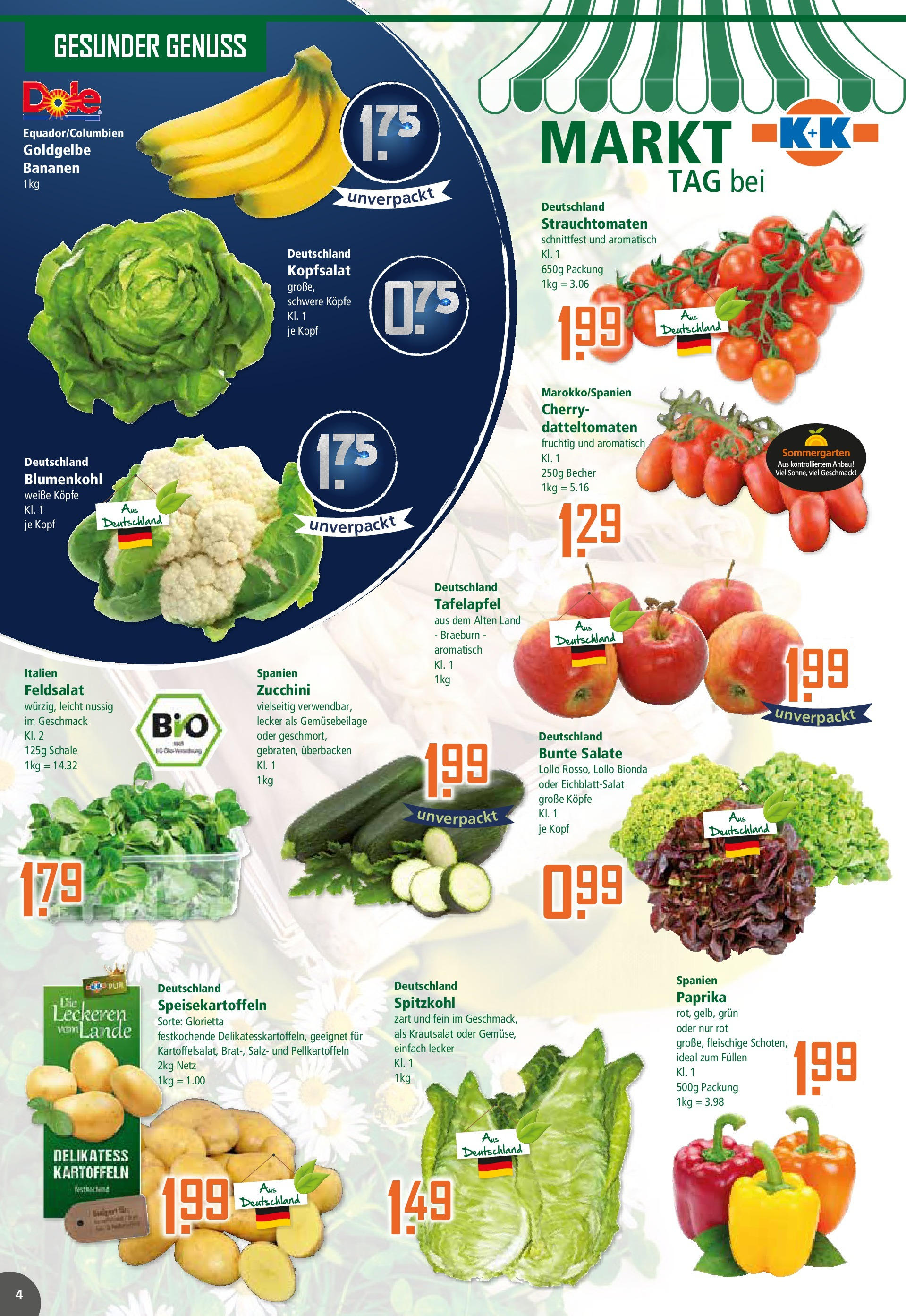 Klaas & Kock - K+K: Wochenangebote (ab 16.06.2025) zum Blättern | Seite: 4 | Produkte: Apple, Paprika, Blumenkohl, Zucchini