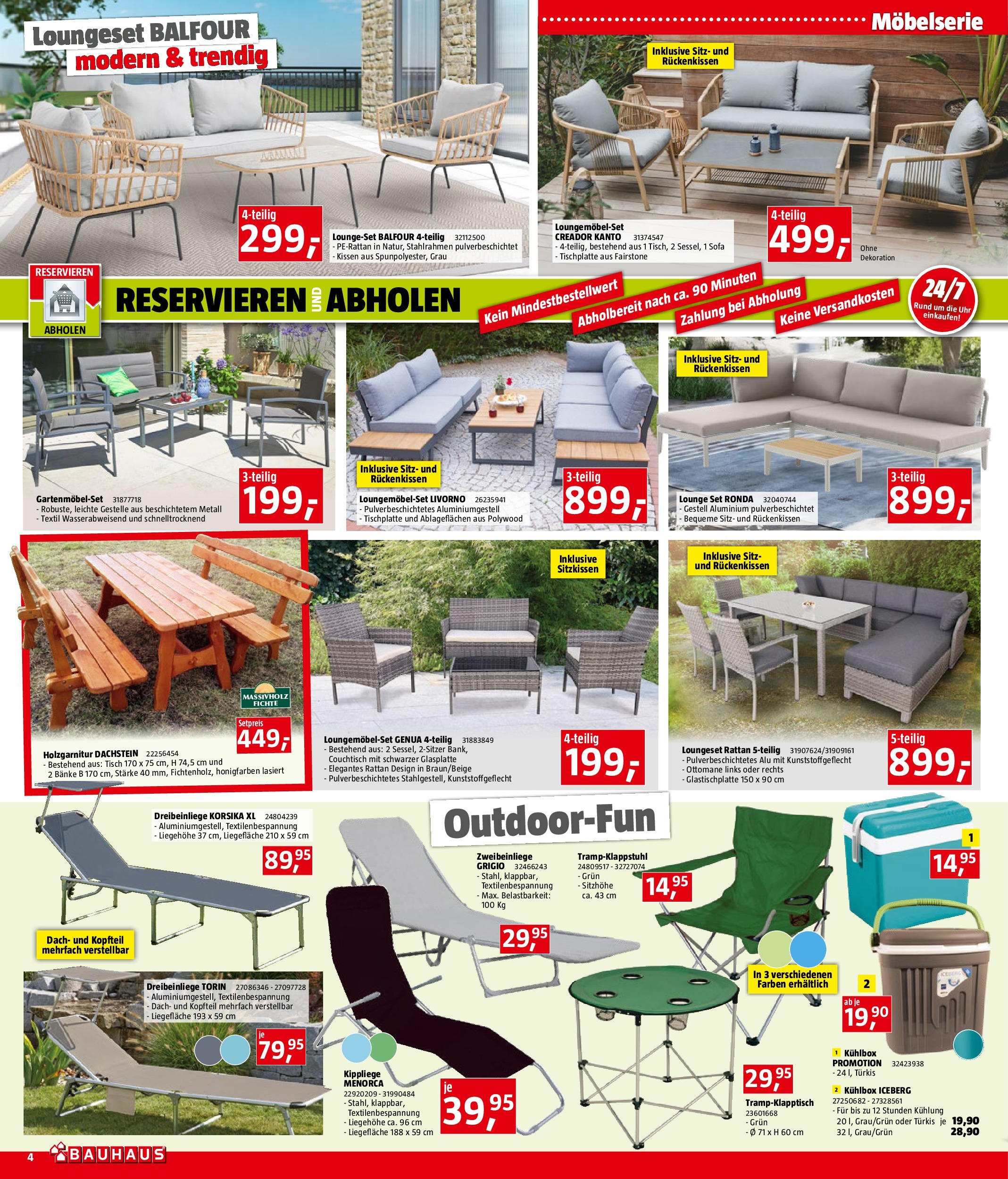Bauhaus Prospekt aktuell von 17.06.2025 - Aktuelle Angebote | Seite: 4 | Produkte: Kissen, Sofa, Couchtisch, Tisch