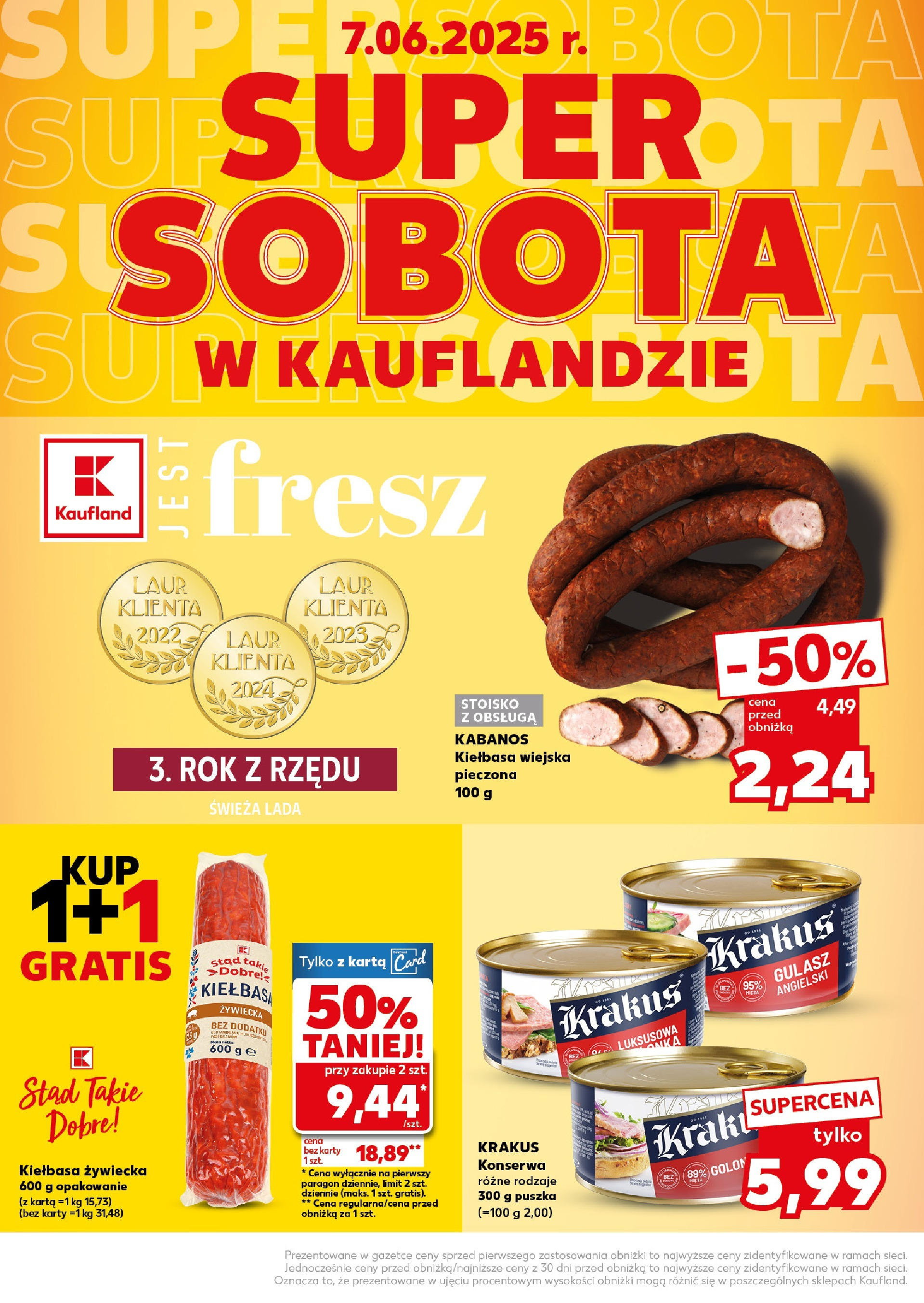 Kaufland gazetka - Super Sobota od 07.06.2025 - od jutra PDF | Strona: 2 | Produkty: Kiełbasa, Półka, Gulasz angielski, Gulasz