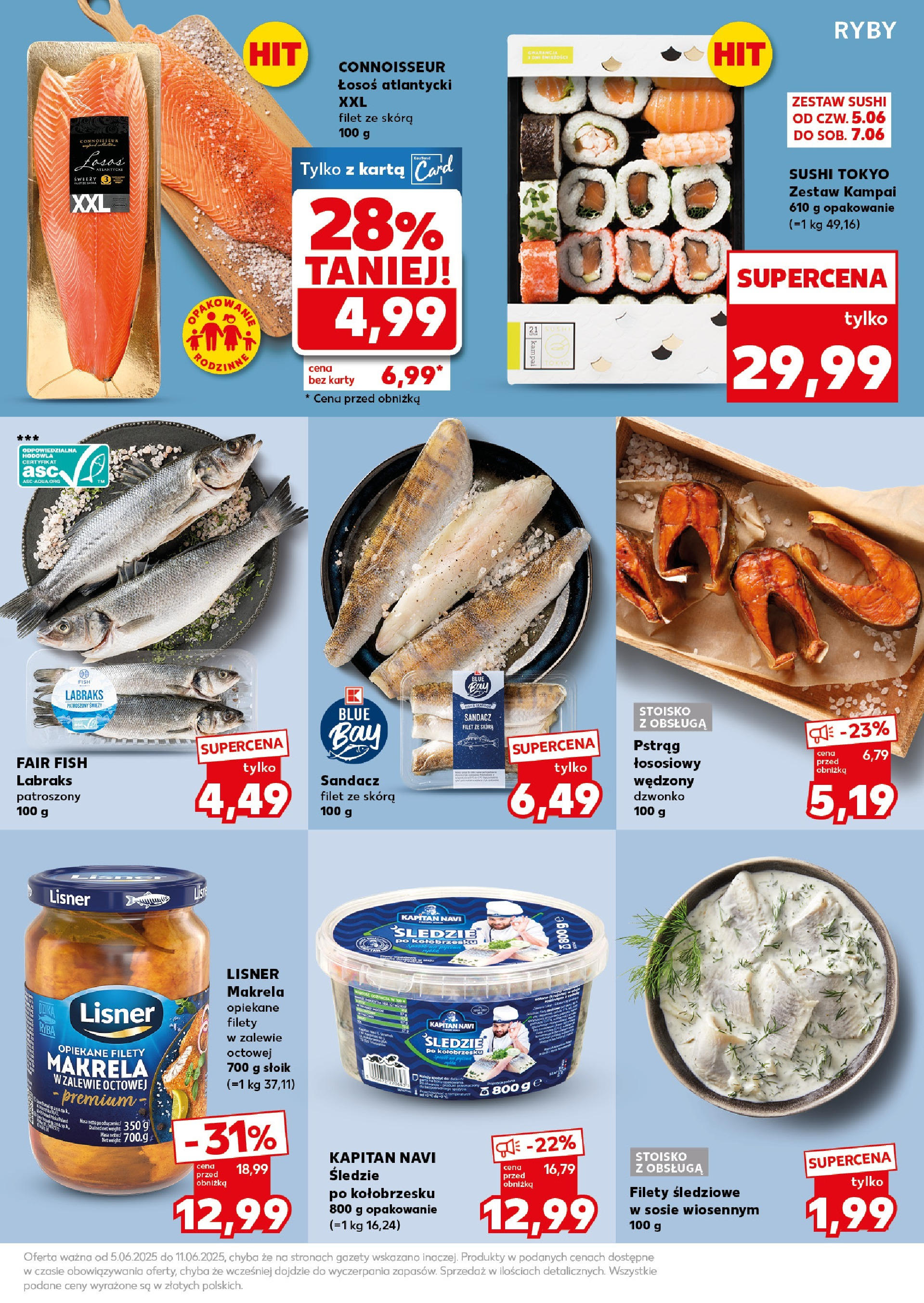 Kaufland gazetka - Super Sobota od 07.06.2025 - od jutra PDF | Strona: 15 | Produkty: Karta, Pstrąg łososiowy, Ryby, Zestaw sushi