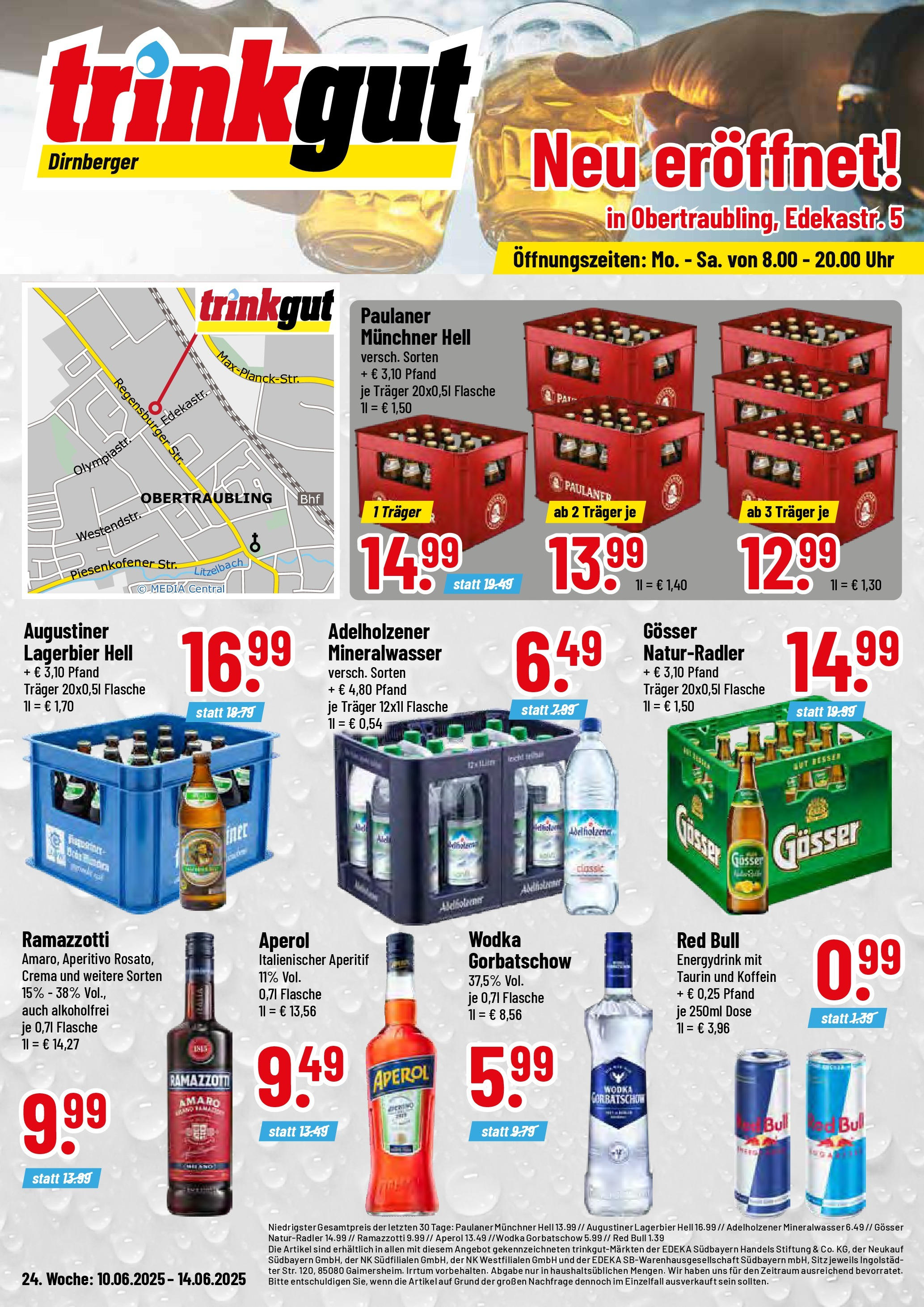 Trinkgut prospekt Obertraubling	 (ab 08.06.2025) » Angebote online | Seite: 1 | Produkte: Red bull, Wodka, Ramazzotti, Paulaner