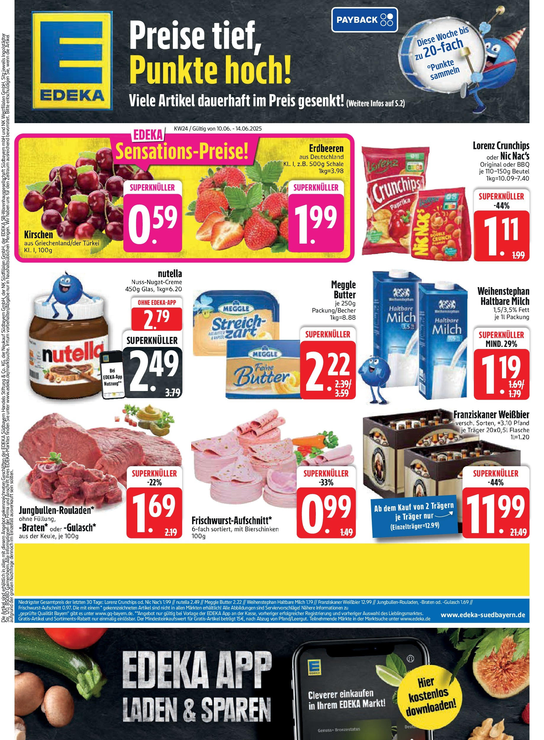 Edeka - EDEKA: Wochenangebote (ab 08.06.2025) » Angebote Online | Seite: 1 | Produkte: Milch, Butter, Nutella, Lorenz crunchips