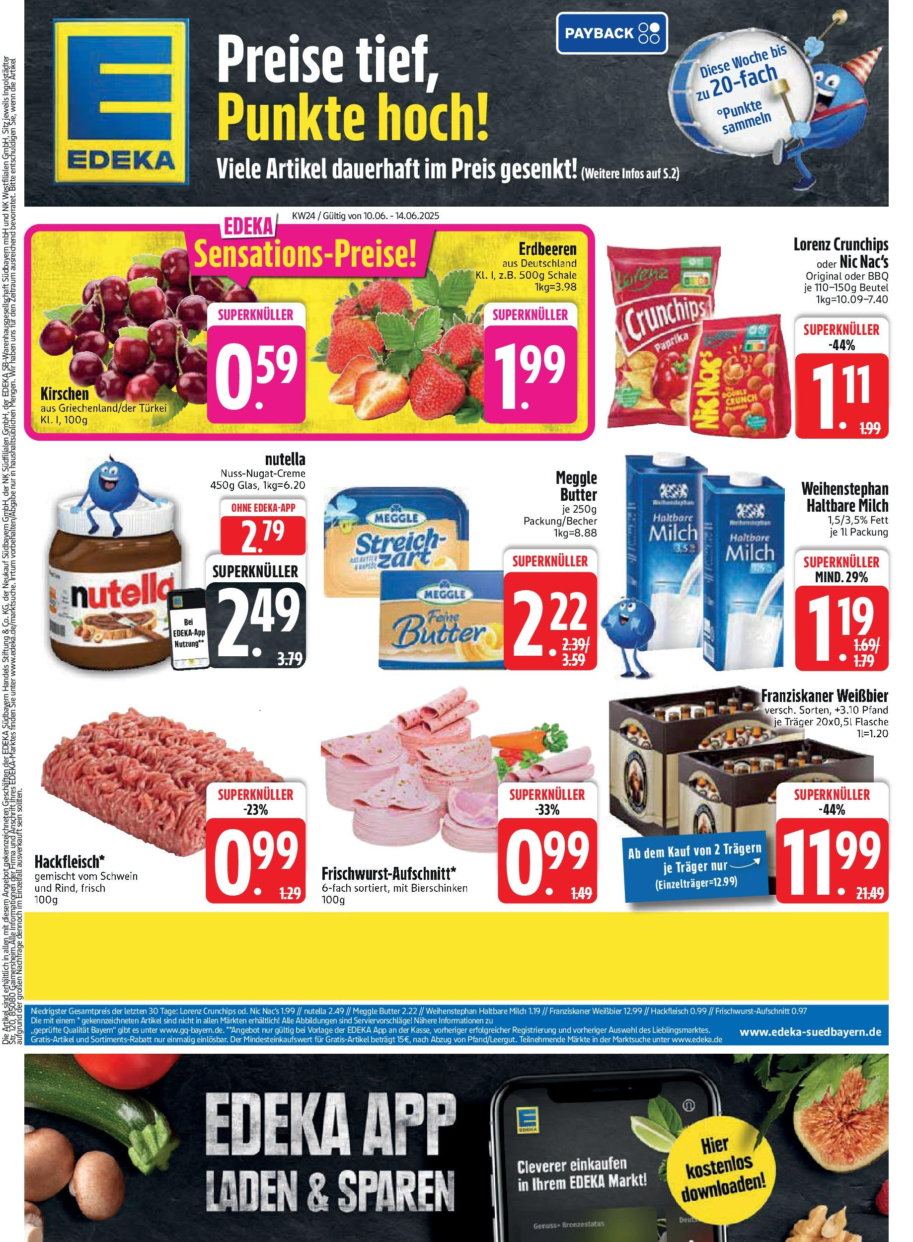 Edeka prospekt Aldersbach	 (ab 08.06.2025) » Angebote Online | Seite: 1 | Produkte: Kirschen, Erdbeeren, Chips, Meggle butter