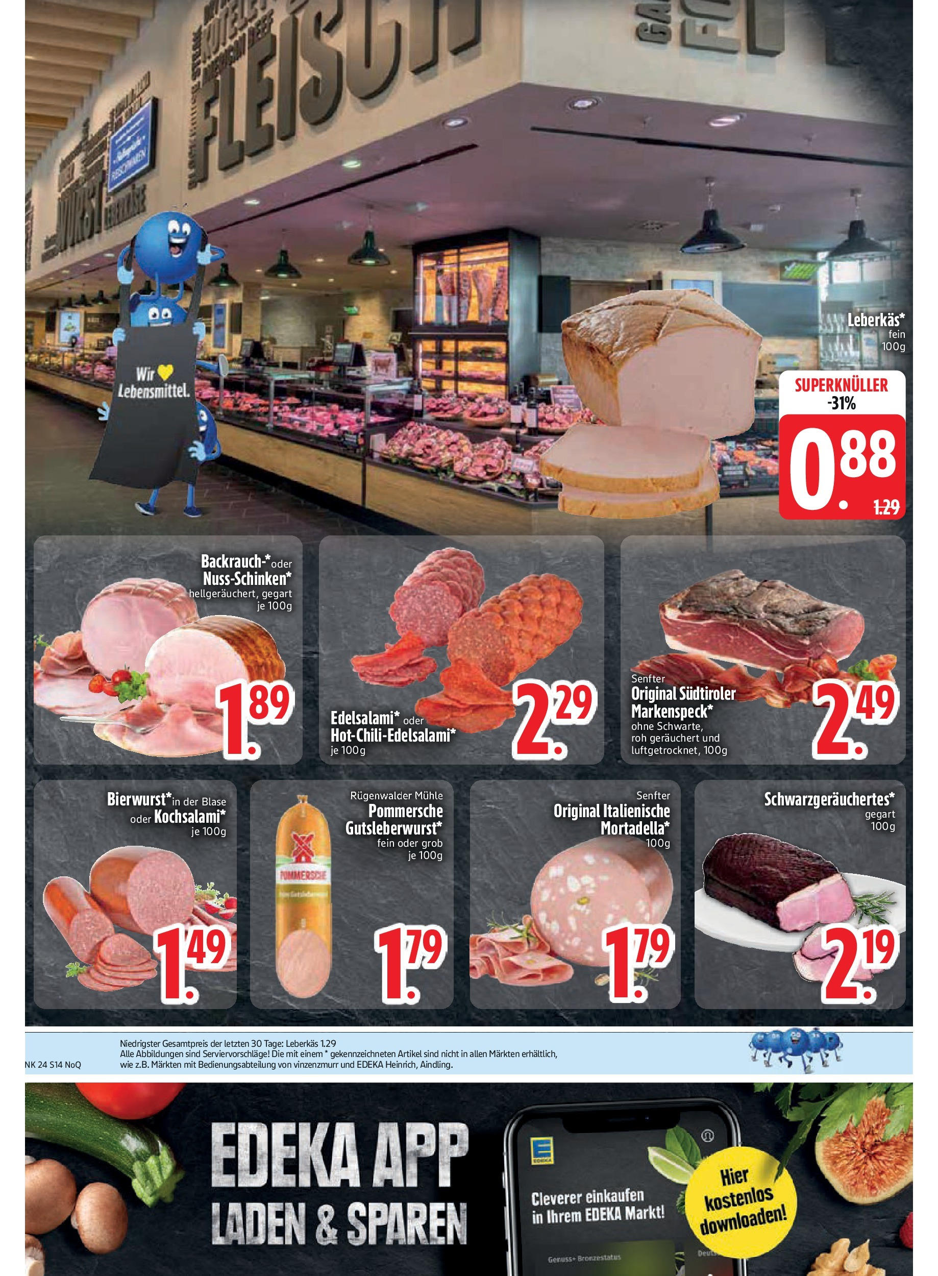 Edeka prospekt Aldersbach	 (ab 08.06.2025) » Angebote Online | Seite: 14 | Produkte: Mühle, Salami