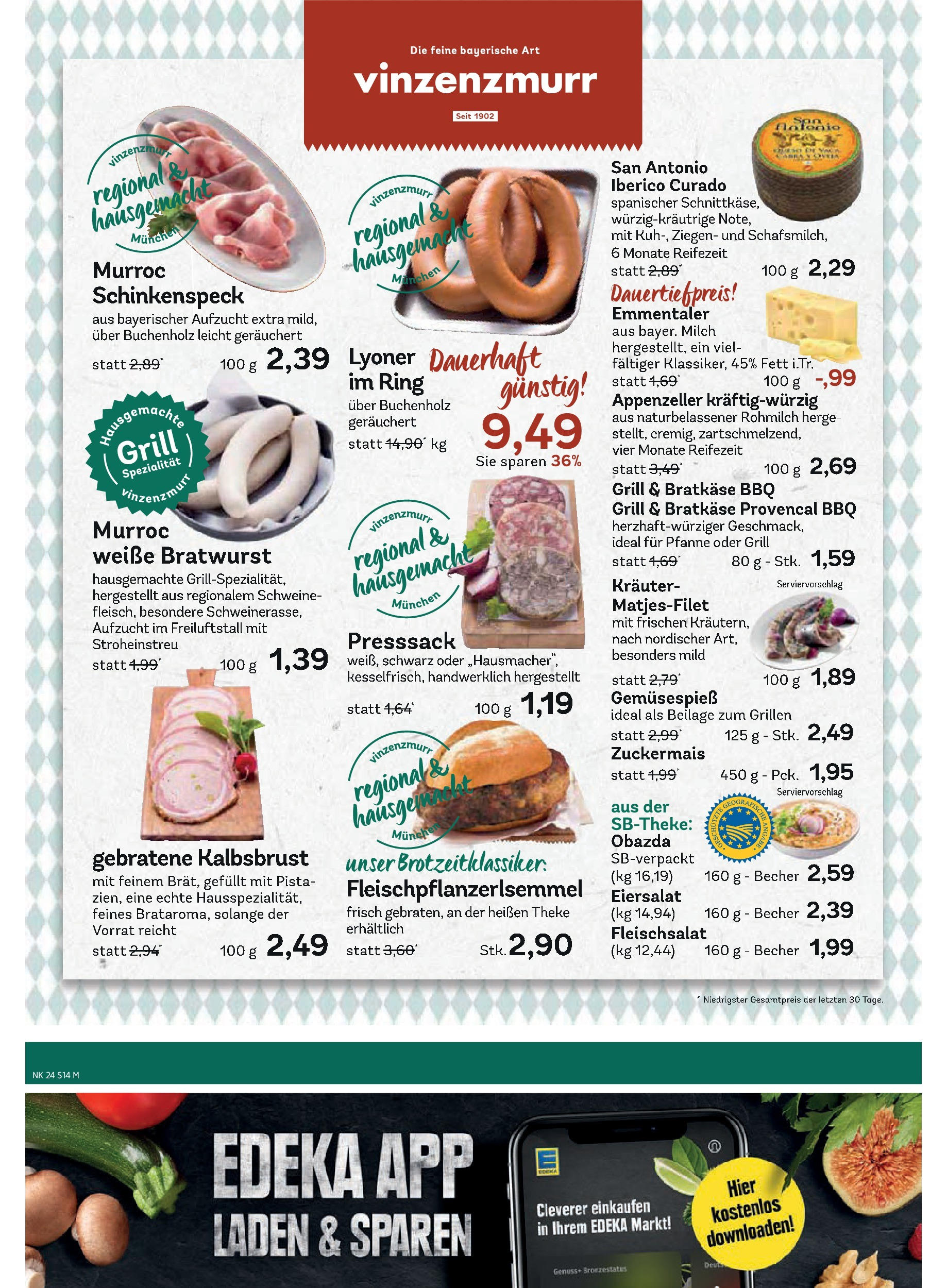 Edeka prospekt Schliersee	 (ab 08.06.2025) » Angebote Online | Seite: 14 | Produkte: Grill, Milch, Theke, Bratwurst