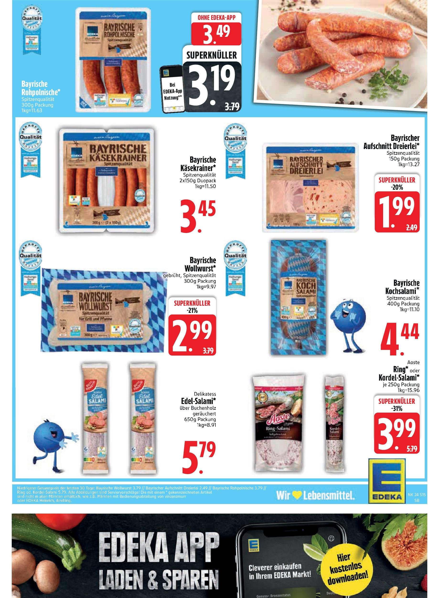 Edeka prospekt Bodenwöhr	 (ab 08.06.2025) » Angebote Online | Seite: 15 | Produkte: Käsekrainer, Salami