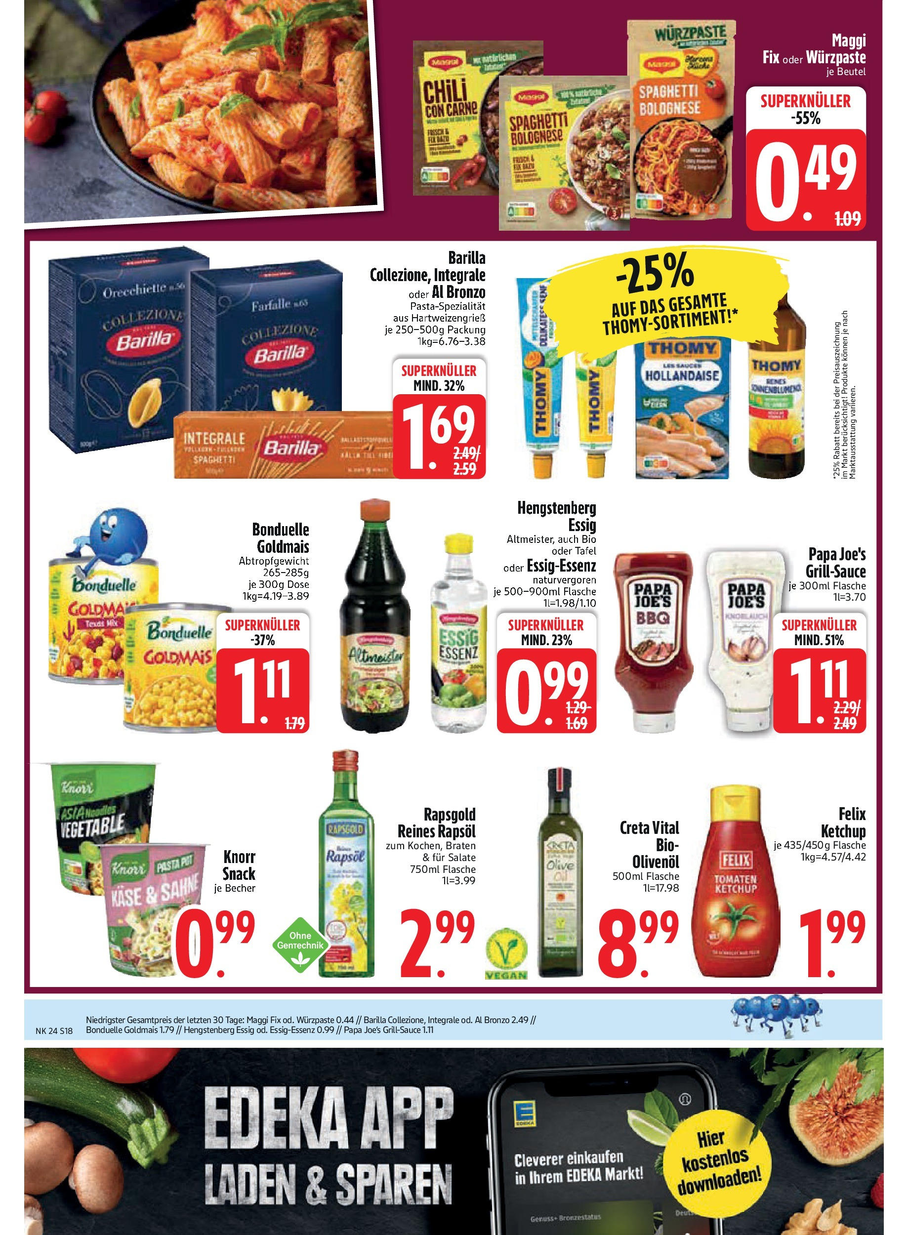 Edeka - EDEKA: Wochenangebote (ab 08.06.2025) » Angebote Online | Seite: 18 | Produkte: Maggi, Barilla, Tomaten, Pasta