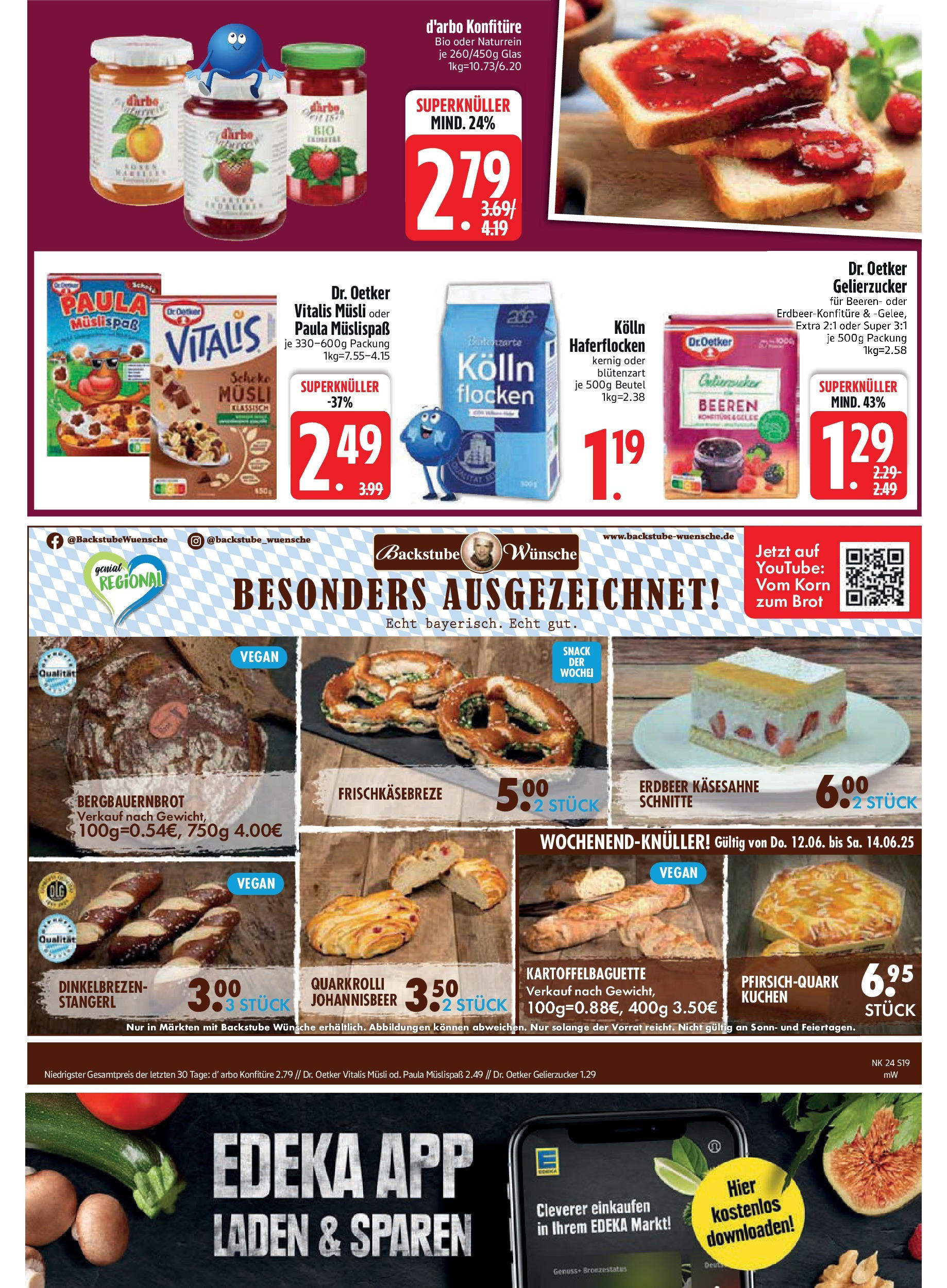 Edeka - EDEKA: Wochenangebote (ab 08.06.2025) » Angebote Online | Seite: 19 | Produkte: Musli, Quark, Baguette, Flocken
