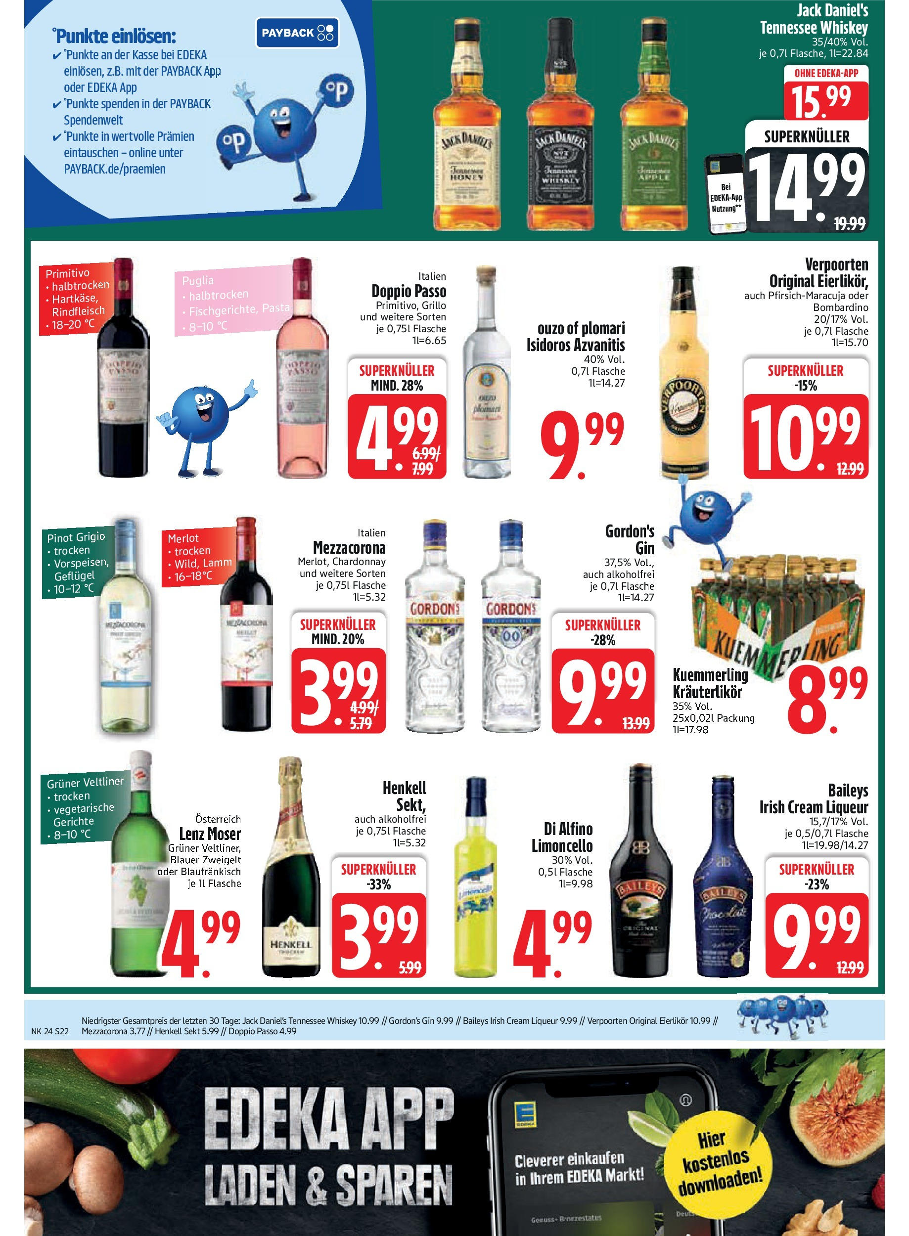 Edeka - EDEKA: Wochenangebote (ab 08.06.2025) » Angebote Online | Seite: 22 | Produkte: Ouzo, Doppio Passo, Rindfleisch, Whiskey