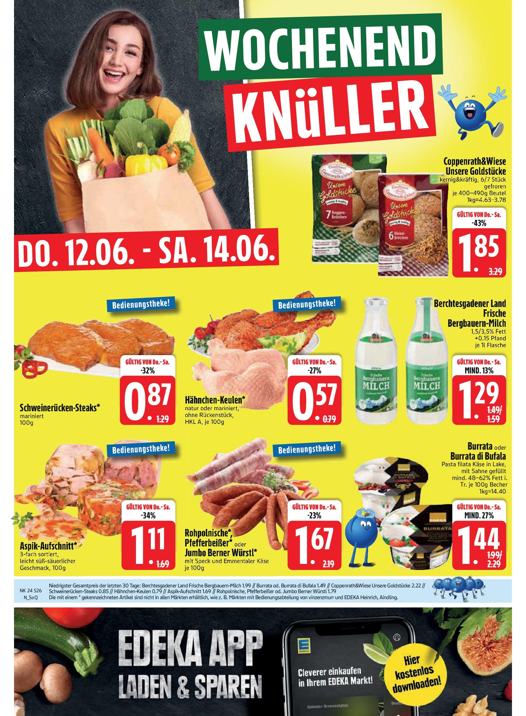 Edeka - EDEKA: Wochenangebote (ab 08.06.2025) » Angebote Online | Seite: 26 | Produkte: Milch, Burrata, Pasta, Steak