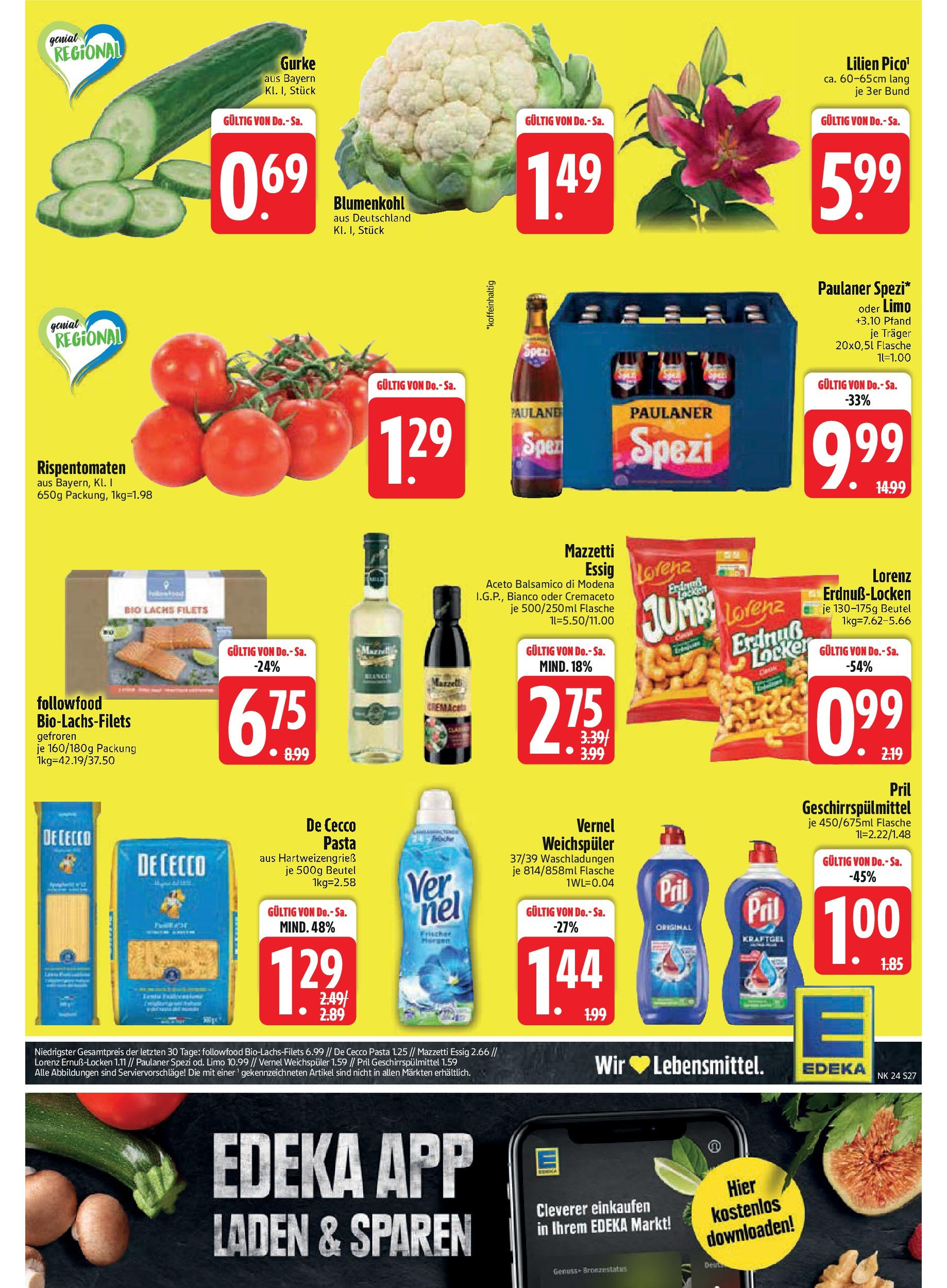 Edeka - EDEKA: Wochenangebote (ab 08.06.2025) » Angebote Online | Seite: 27 | Produkte: Balsamico, Lachs, Geschirrspülmittel, Pasta