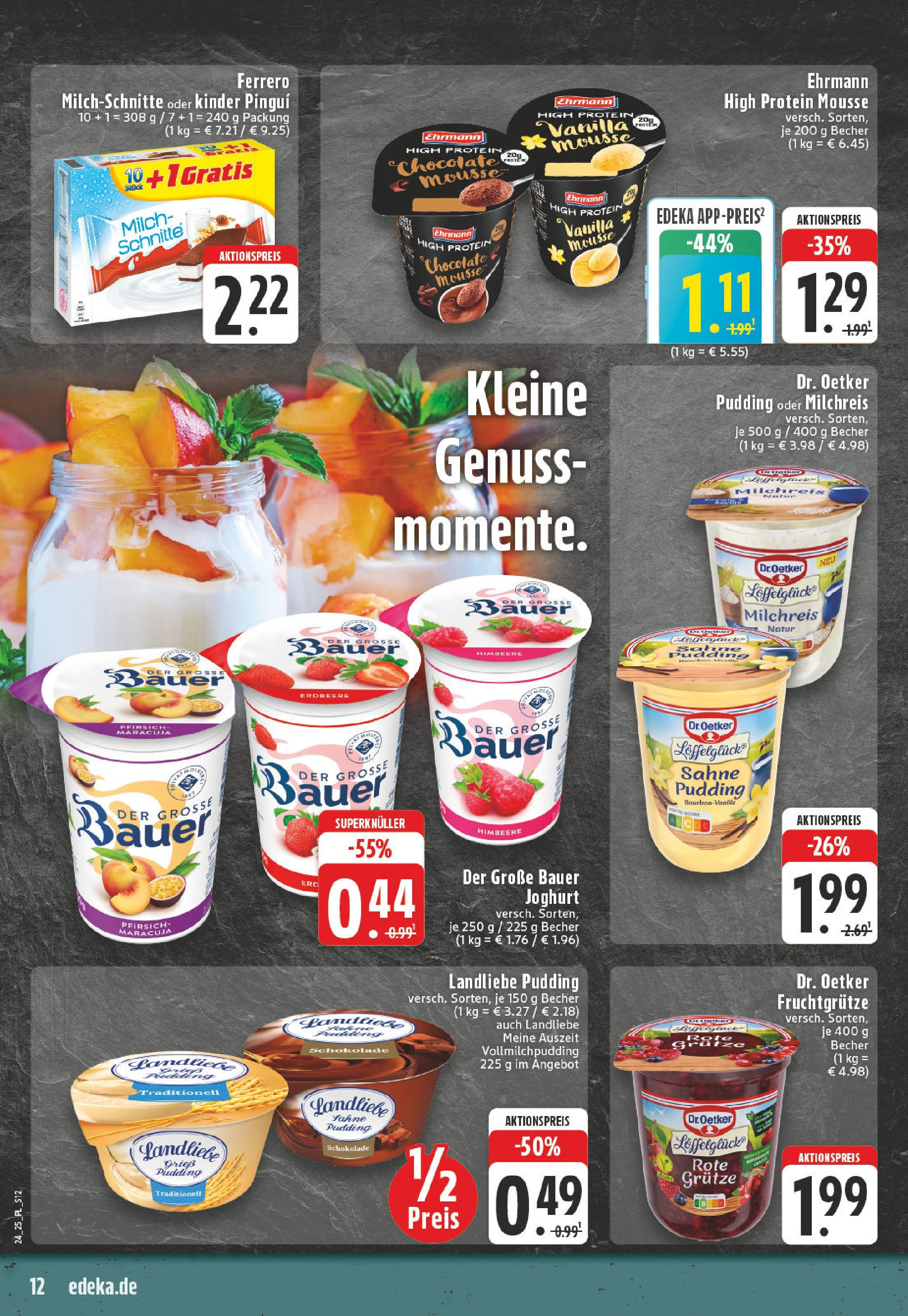 Edeka prospekt Titz	 (ab 08.06.2025) » Angebote Online | Seite: 12 | Produkte: Bauer joghurt, Pudding, Himbeere, Sahne