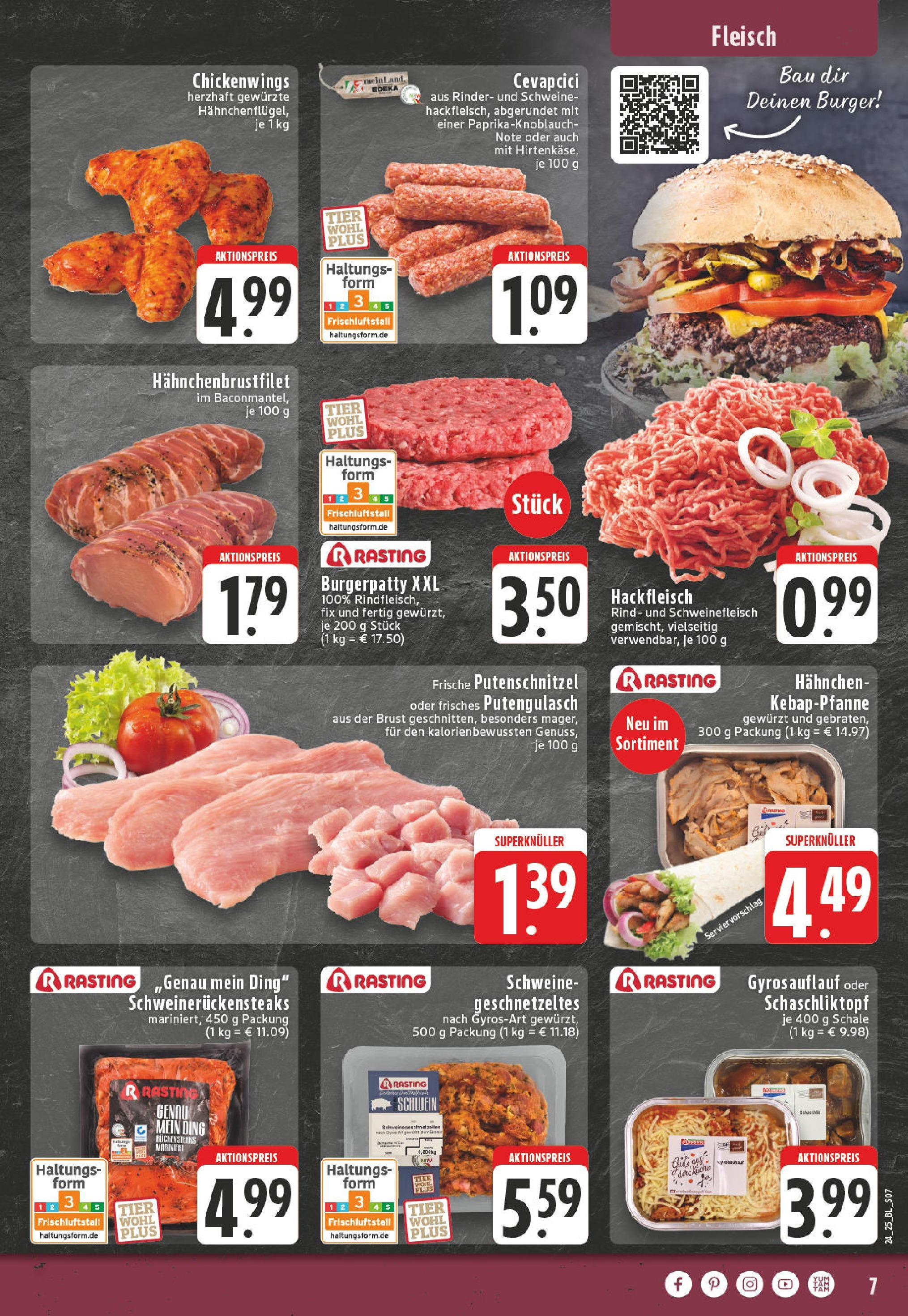 Edeka prospekt Detmold	 (ab 08.06.2025) » Angebote Online | Seite: 7 | Produkte: Cevapcici, Burger, Schweinefleisch, Fleisch