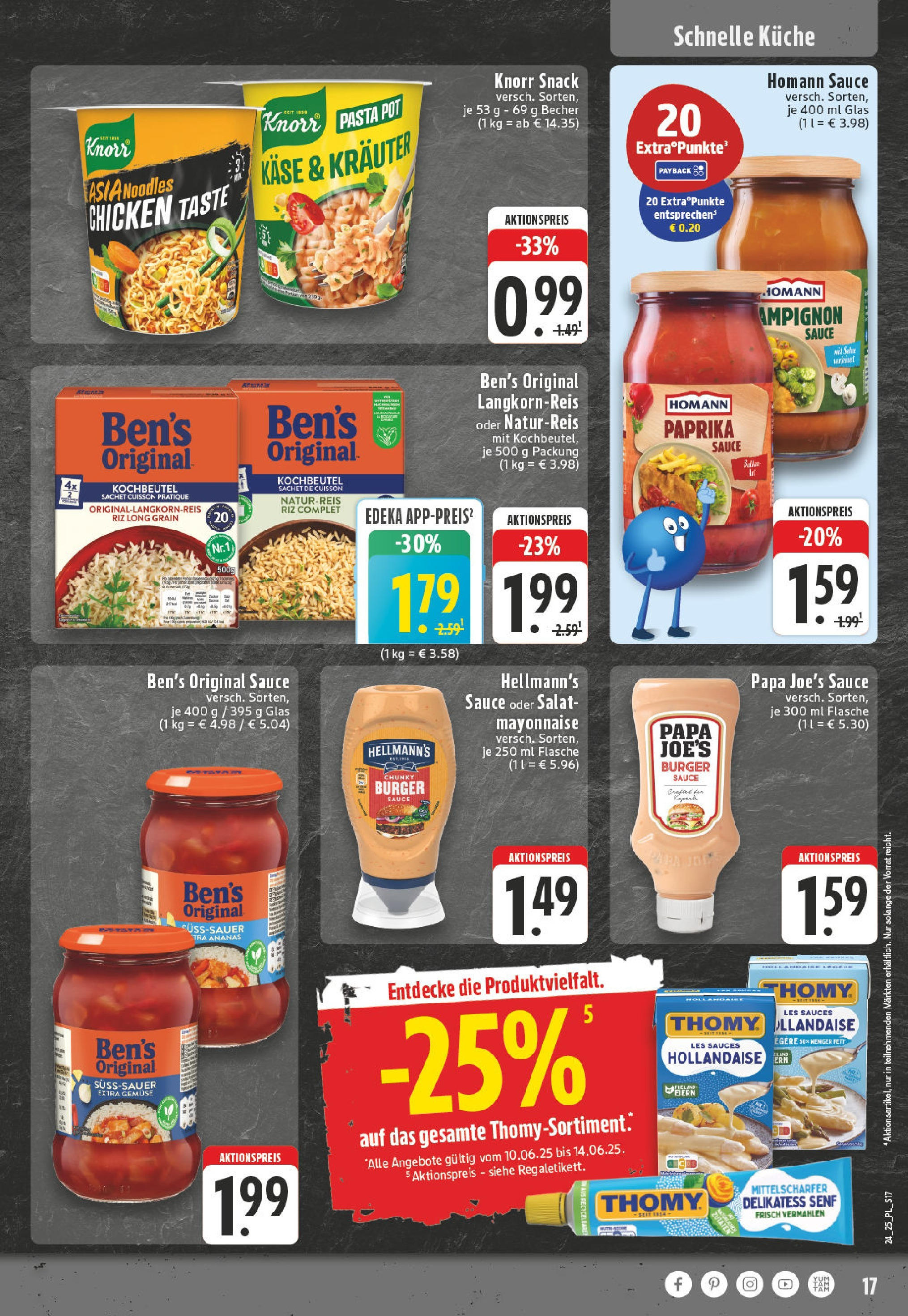 Edeka prospekt Titz	 (ab 08.06.2025) » Angebote Online | Seite: 17 | Produkte: Thomy les sauces, Gemüse, Mayonnaise, Pasta