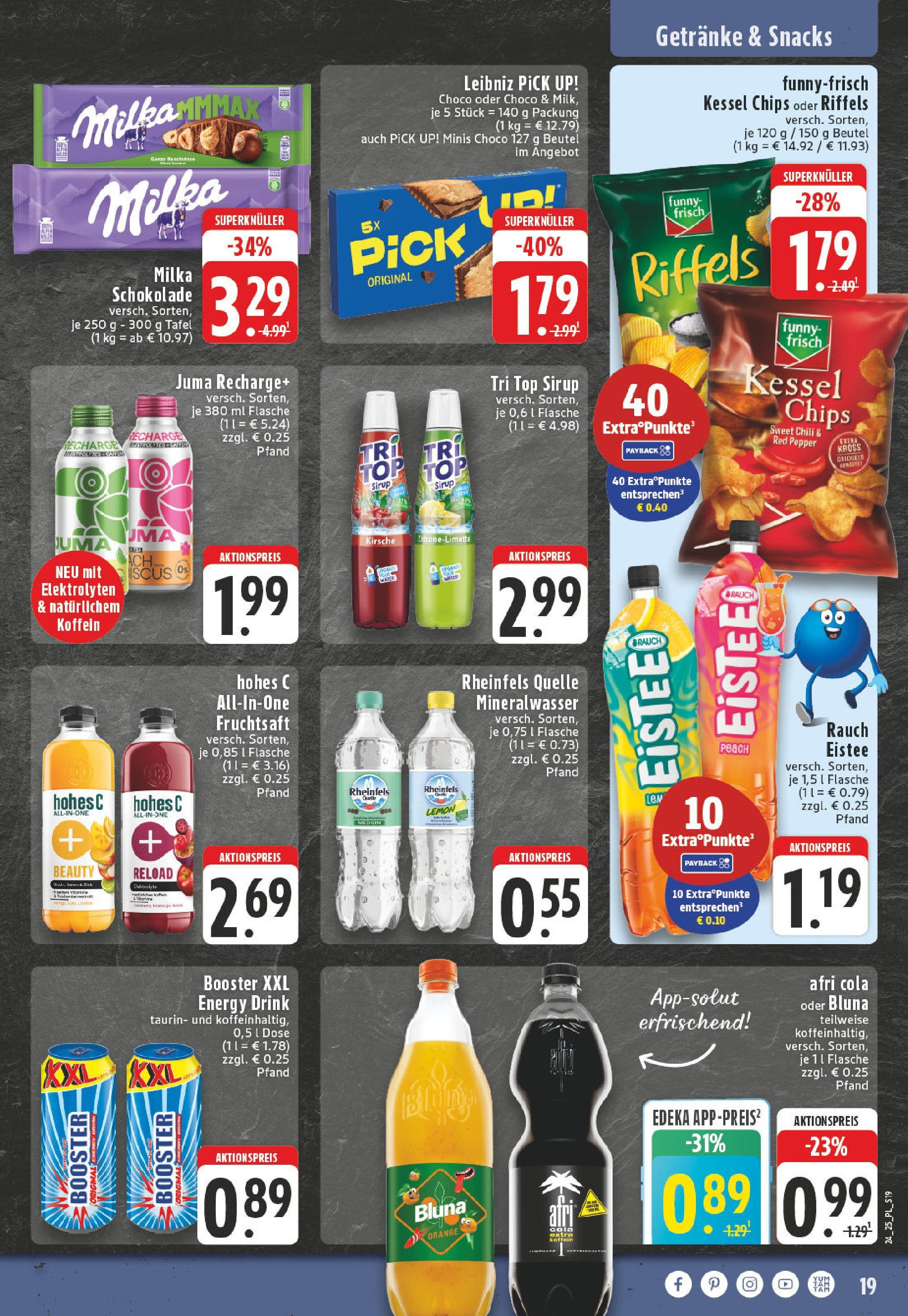 Edeka prospekt Titz	 (ab 08.06.2025) » Angebote Online | Seite: 19 | Produkte: Milka schokolade, Sirup, Milka, Mineralwasser