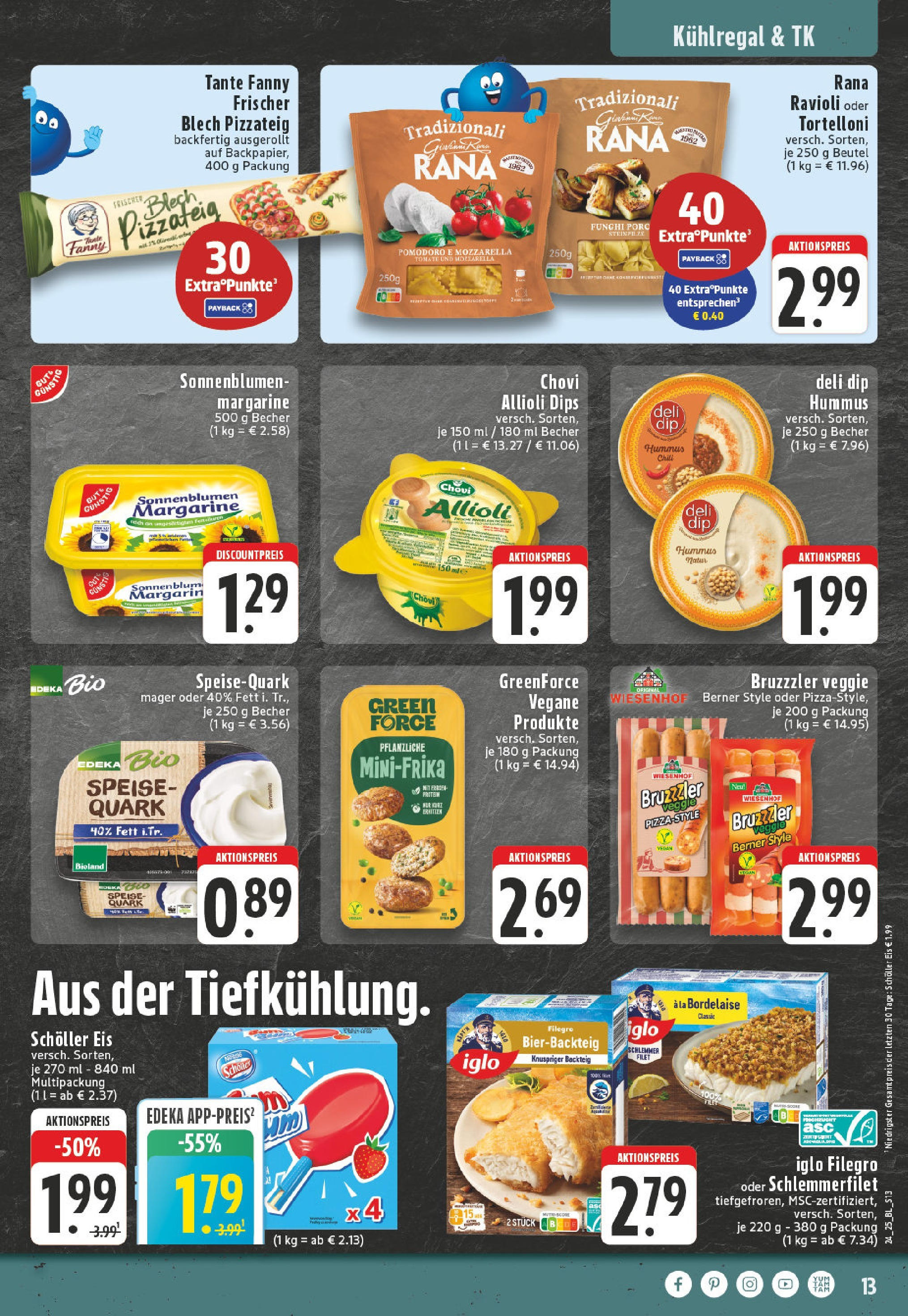 Edeka prospekt Detmold	 (ab 08.06.2025) » Angebote Online | Seite: 13 | Produkte: Margarine, Quark, Mozzarella, Eis