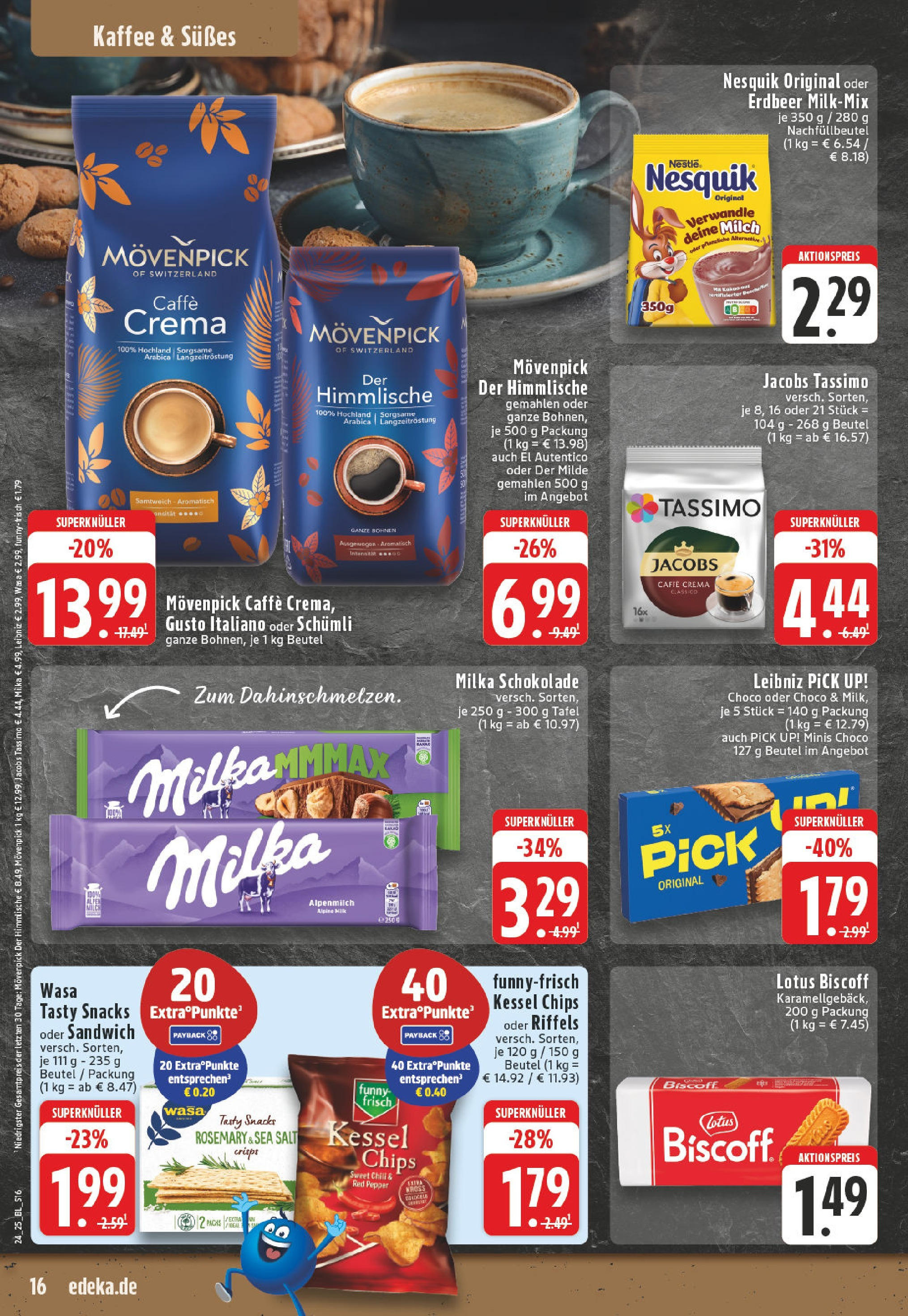 Edeka prospekt Detmold	 (ab 08.06.2025) » Angebote Online | Seite: 16 | Produkte: Milch, Kaffee, Milka schokolade, Chips