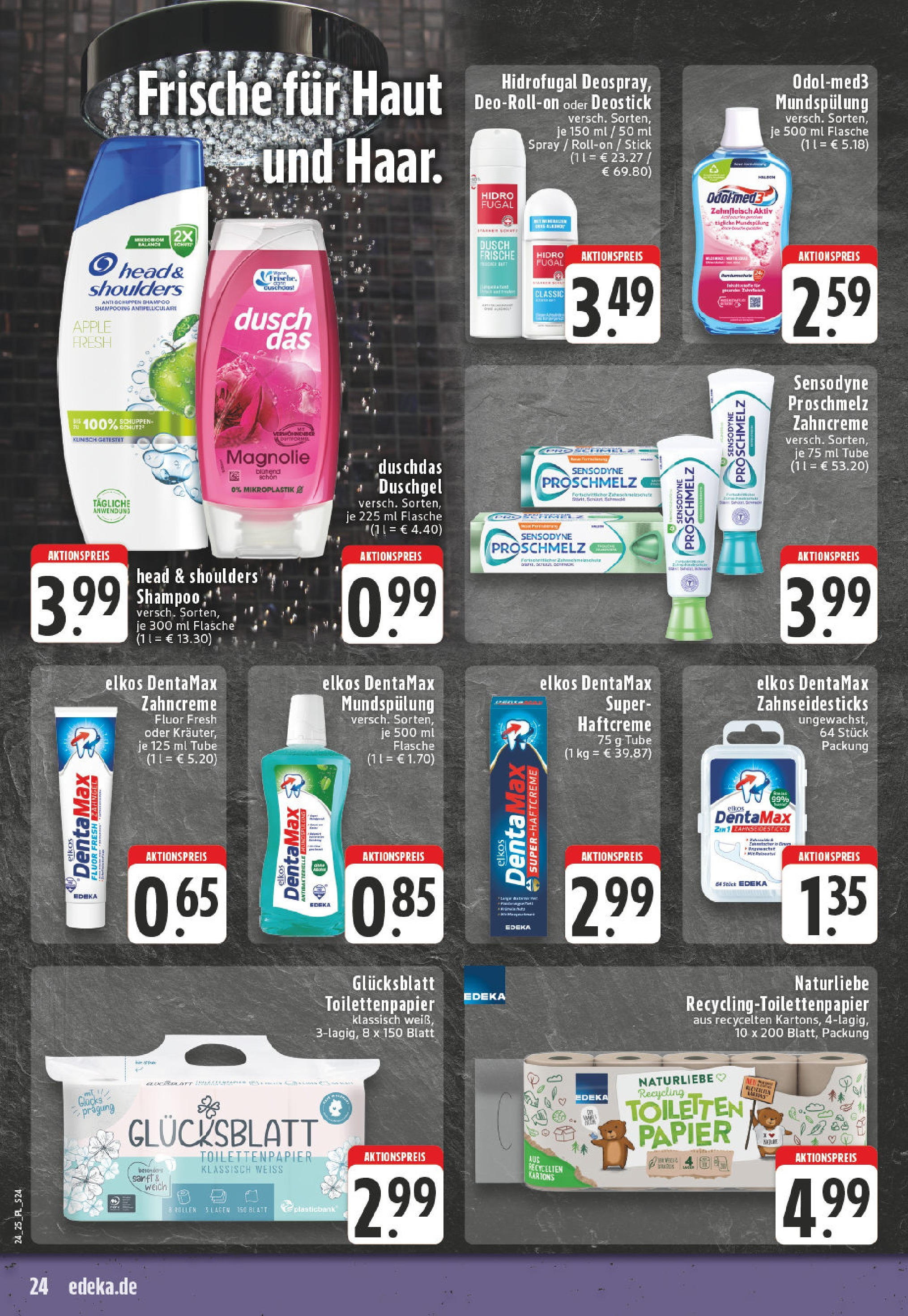 Edeka prospekt Titz	 (ab 08.06.2025) » Angebote Online | Seite: 24 | Produkte: Head & shoulders, Duschgel, Deodorant, Toilettenpapier