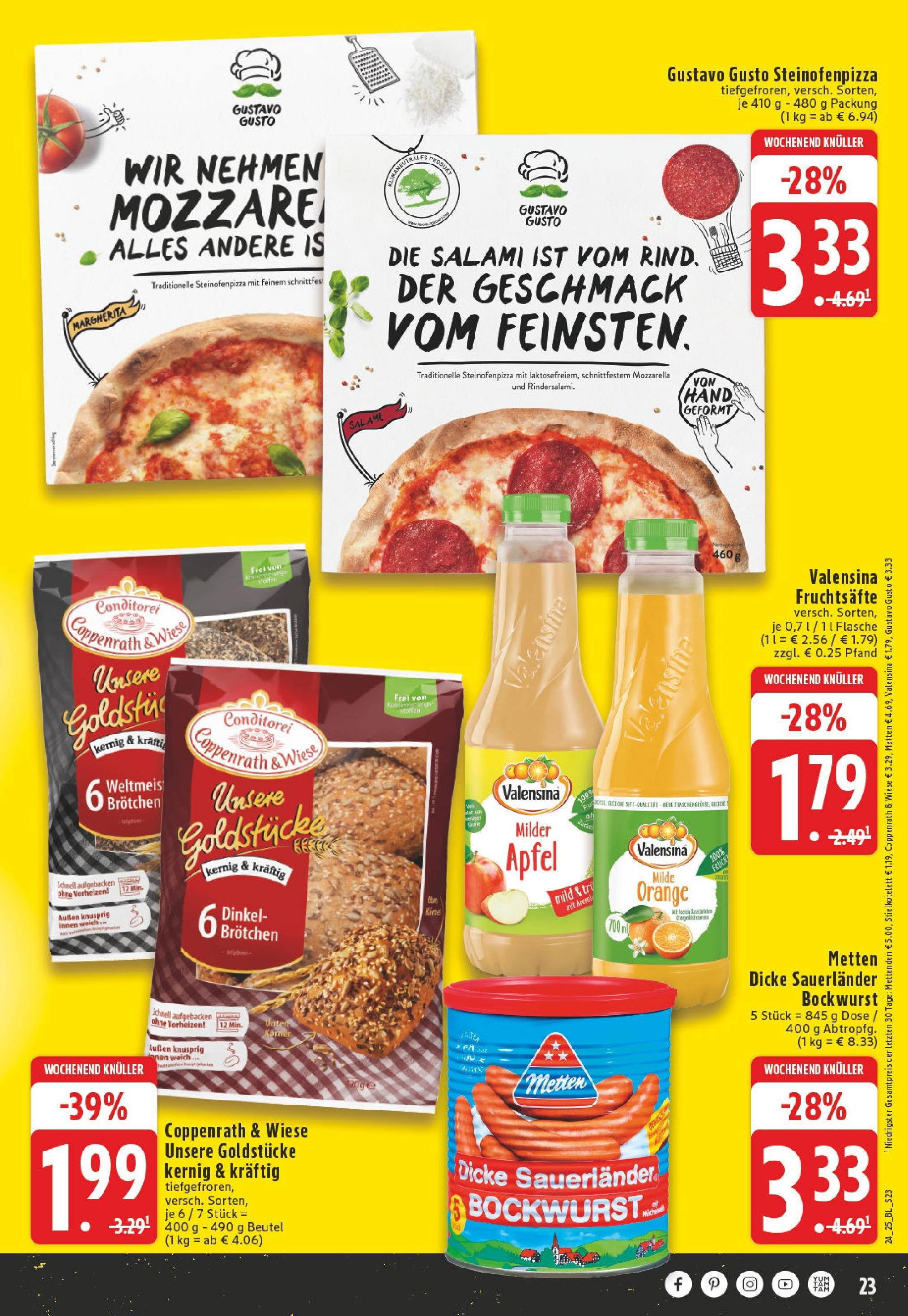 Edeka prospekt Detmold	 (ab 08.06.2025) » Angebote Online | Seite: 23 | Produkte: Gustavo gusto, Bockwurst, Mozzarella, Salami