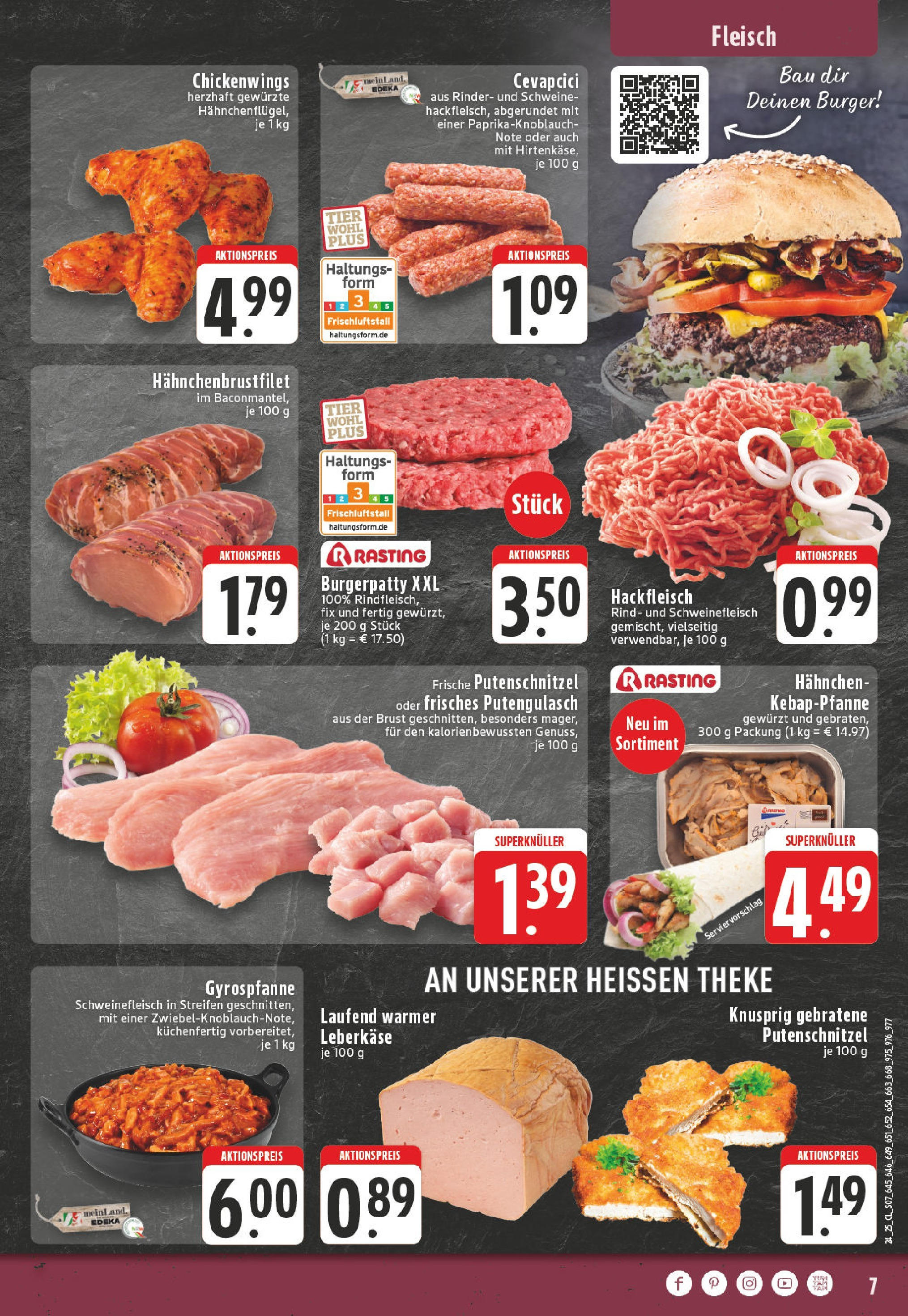Edeka prospekt Düsseldorf - Bilk	 (ab 08.06.2025) » Angebote Online | Seite: 7 | Produkte: Cevapcici, Burger, Schweinefleisch, Fleisch