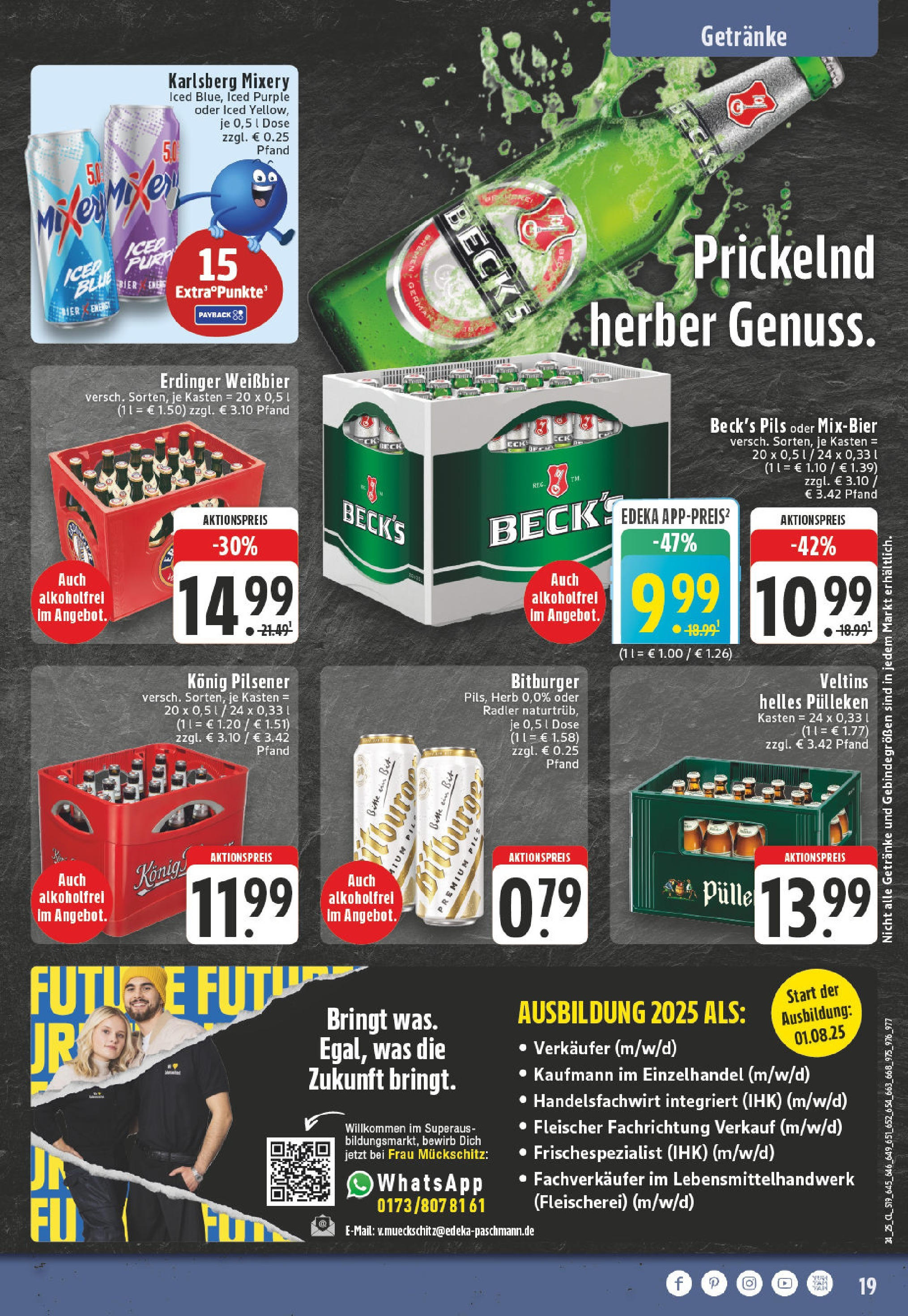 Edeka prospekt Düsseldorf - Bilk	 (ab 08.06.2025) » Angebote Online | Seite: 19 | Produkte: Erdinger, Bier, Weißbier, Veltins