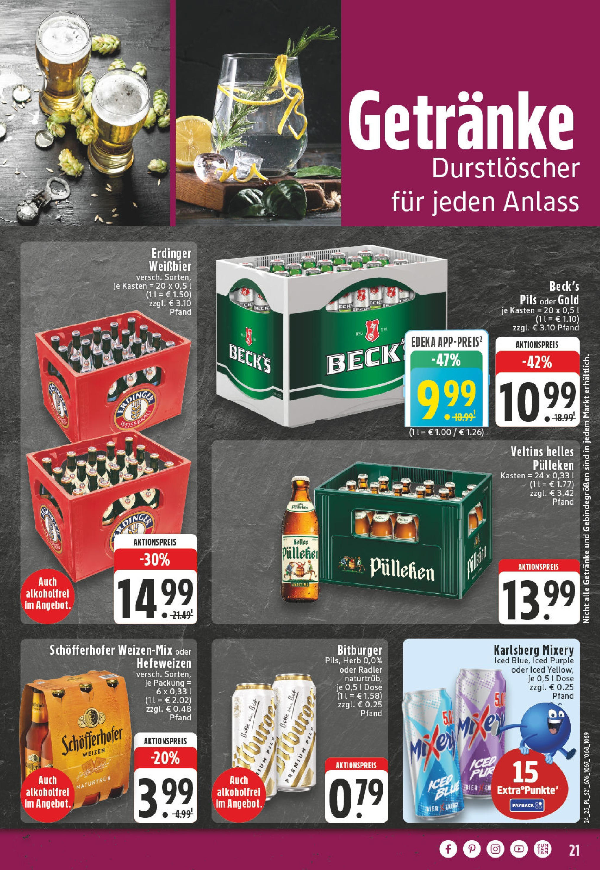 Edeka prospekt Titz	 (ab 08.06.2025) » Angebote Online | Seite: 21 | Produkte: Durstloscher, Burger, Radler, Mixery
