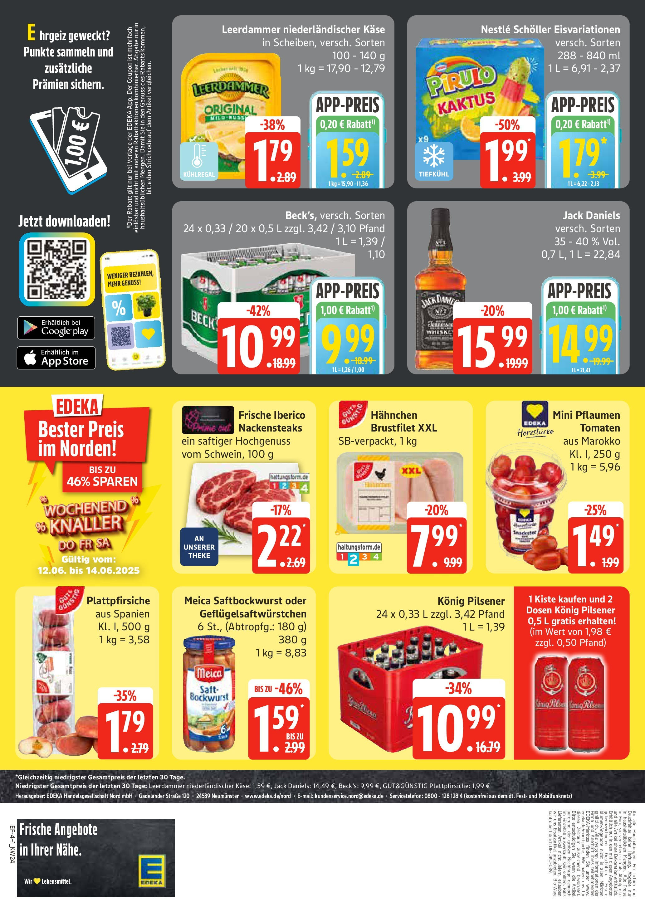 Edeka prospekt Schellhorn	 (ab 08.06.2025) » Angebote Online | Seite: 4 | Produkte: Käse, Leerdammer, Saft, Whiskey