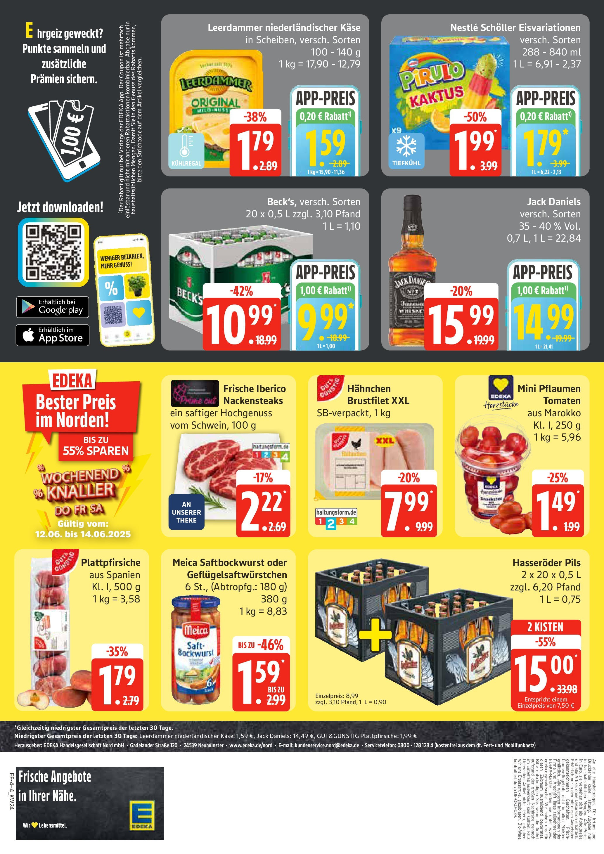 Edeka prospekt Rostock	 (ab 08.06.2025) » Angebote Online | Seite: 4 | Produkte: Bockwurst, Tomaten, Meica, Saft