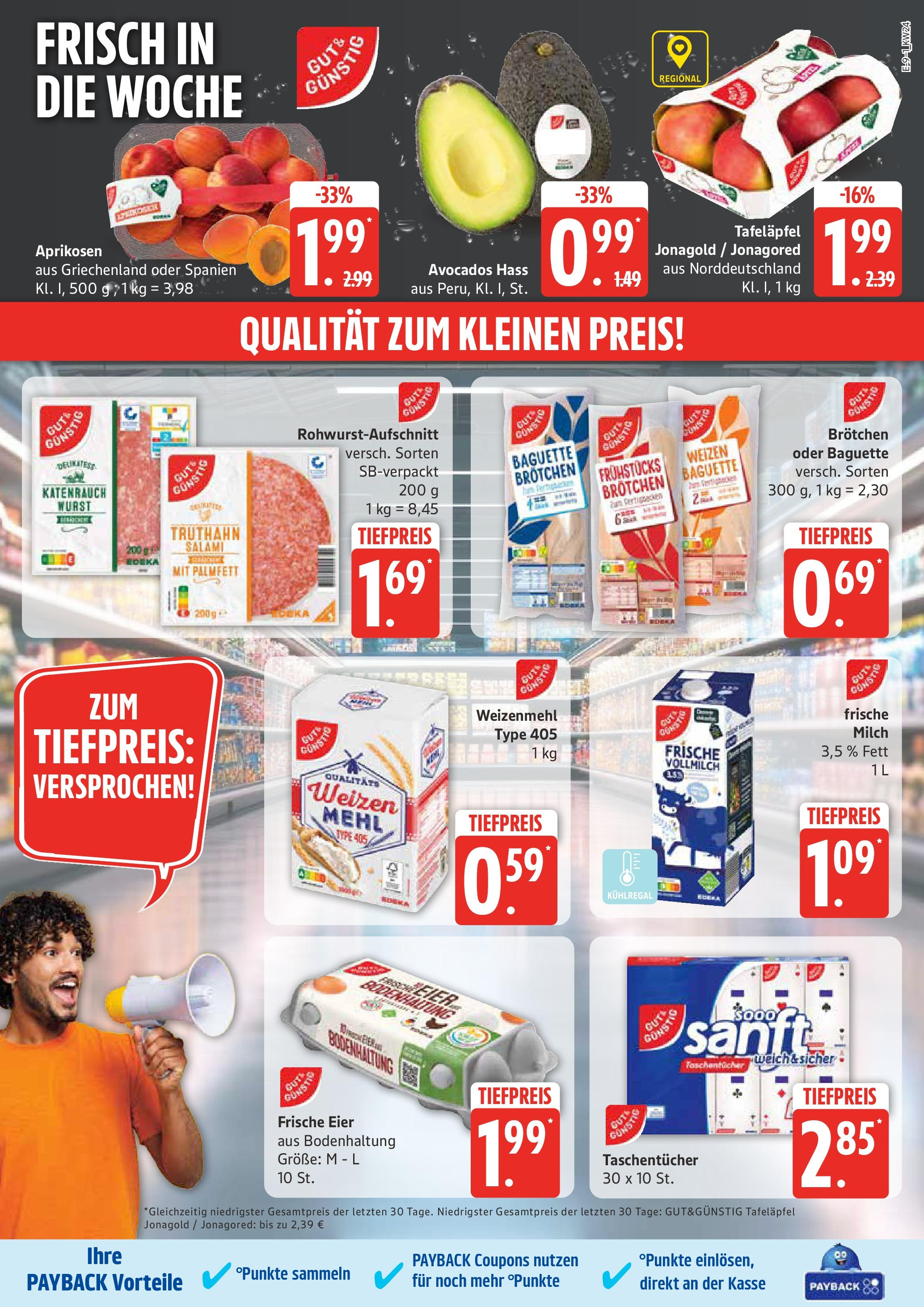 Edeka prospekt Hamburg	 (ab 08.06.2025) » Angebote Online | Seite: 9 | Produkte: Mehl, Milch, Baguette, Wurst