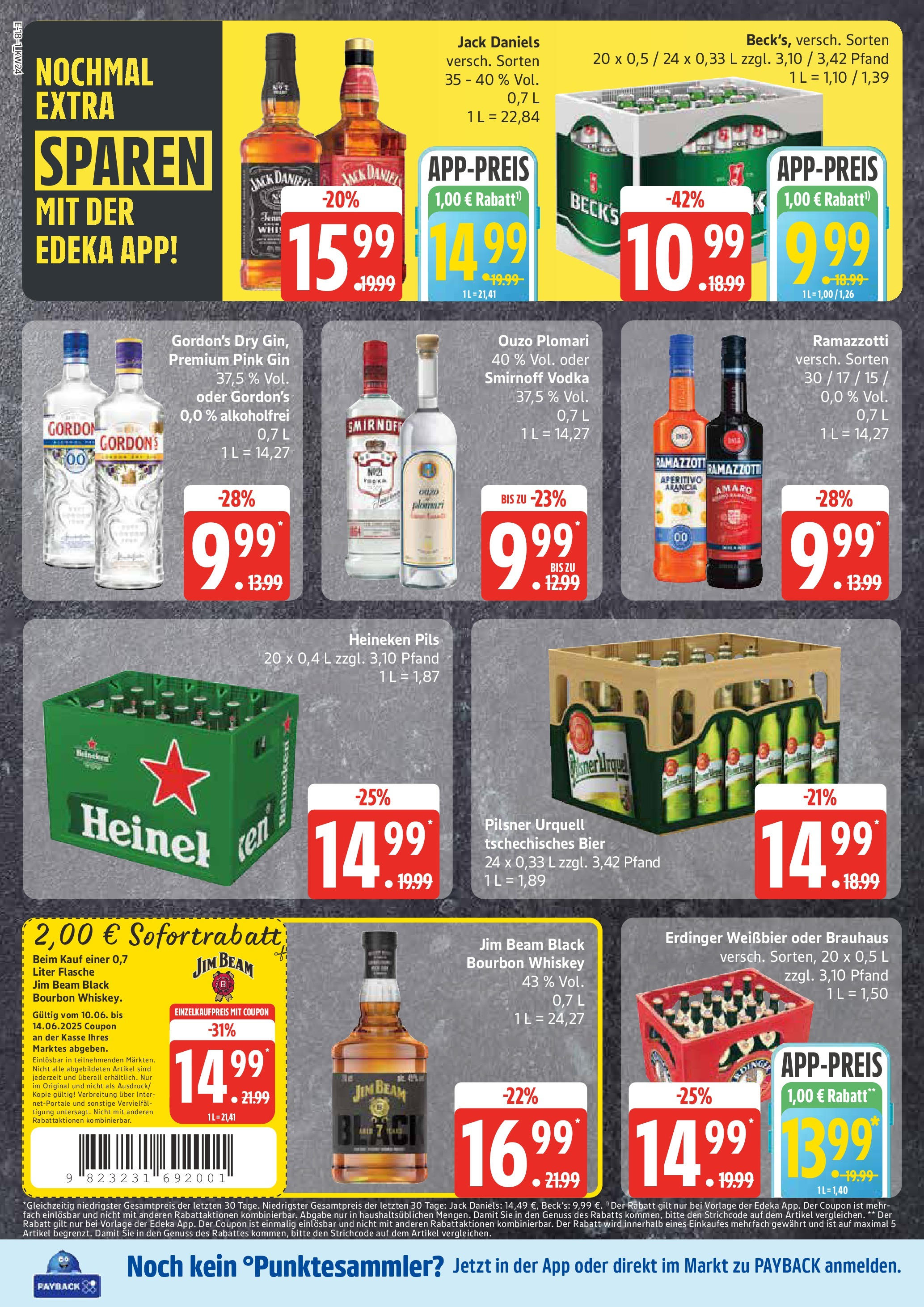 Edeka prospekt Hamburg	 (ab 08.06.2025) » Angebote Online | Seite: 18 | Produkte: Jim beam, Erdinger, Weißbier, Pilsner urquell