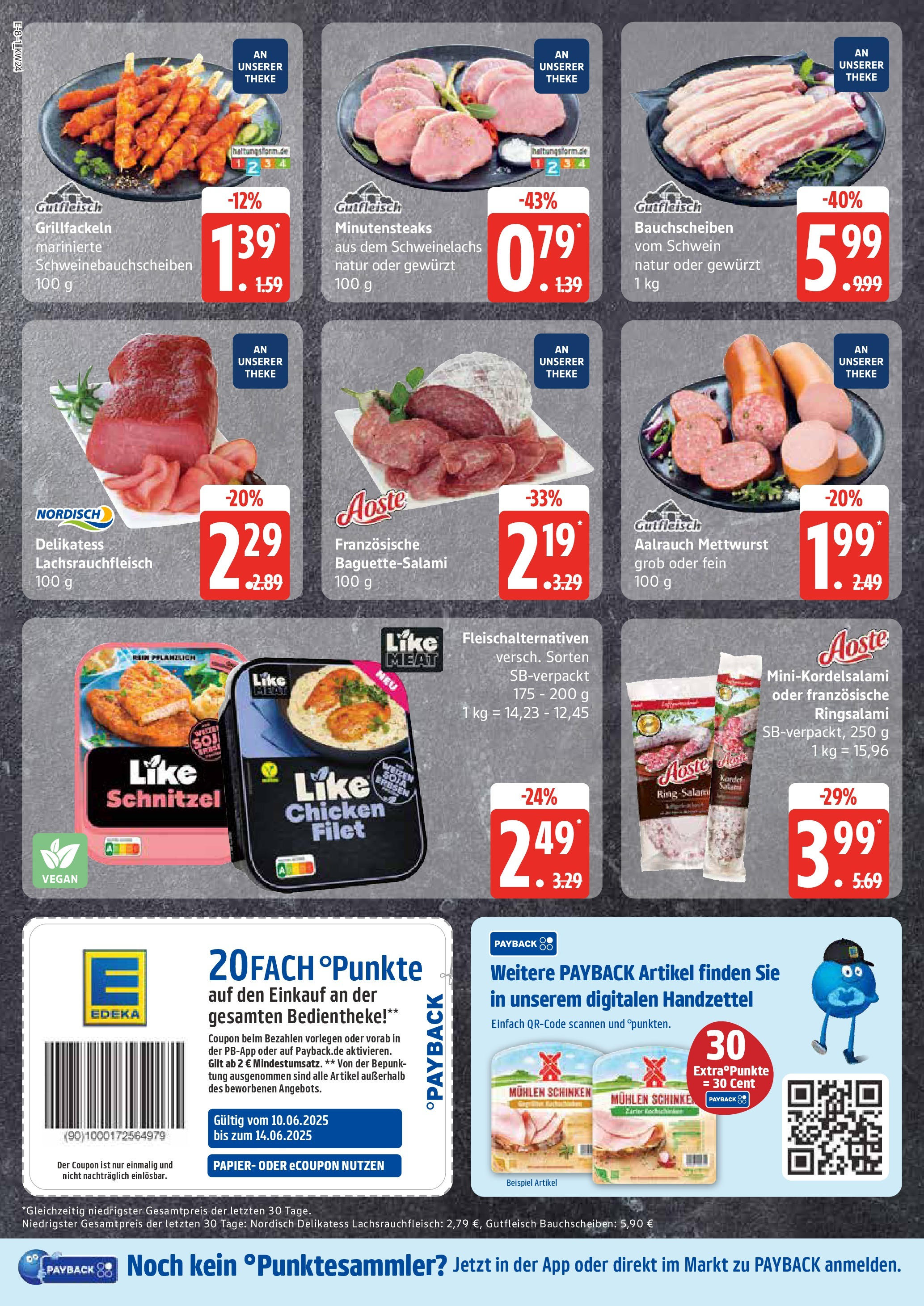 Edeka prospekt Hamburg	 (ab 08.06.2025) » Angebote Online | Seite: 8 | Produkte: Theke, Like meat, Salami, Schinken