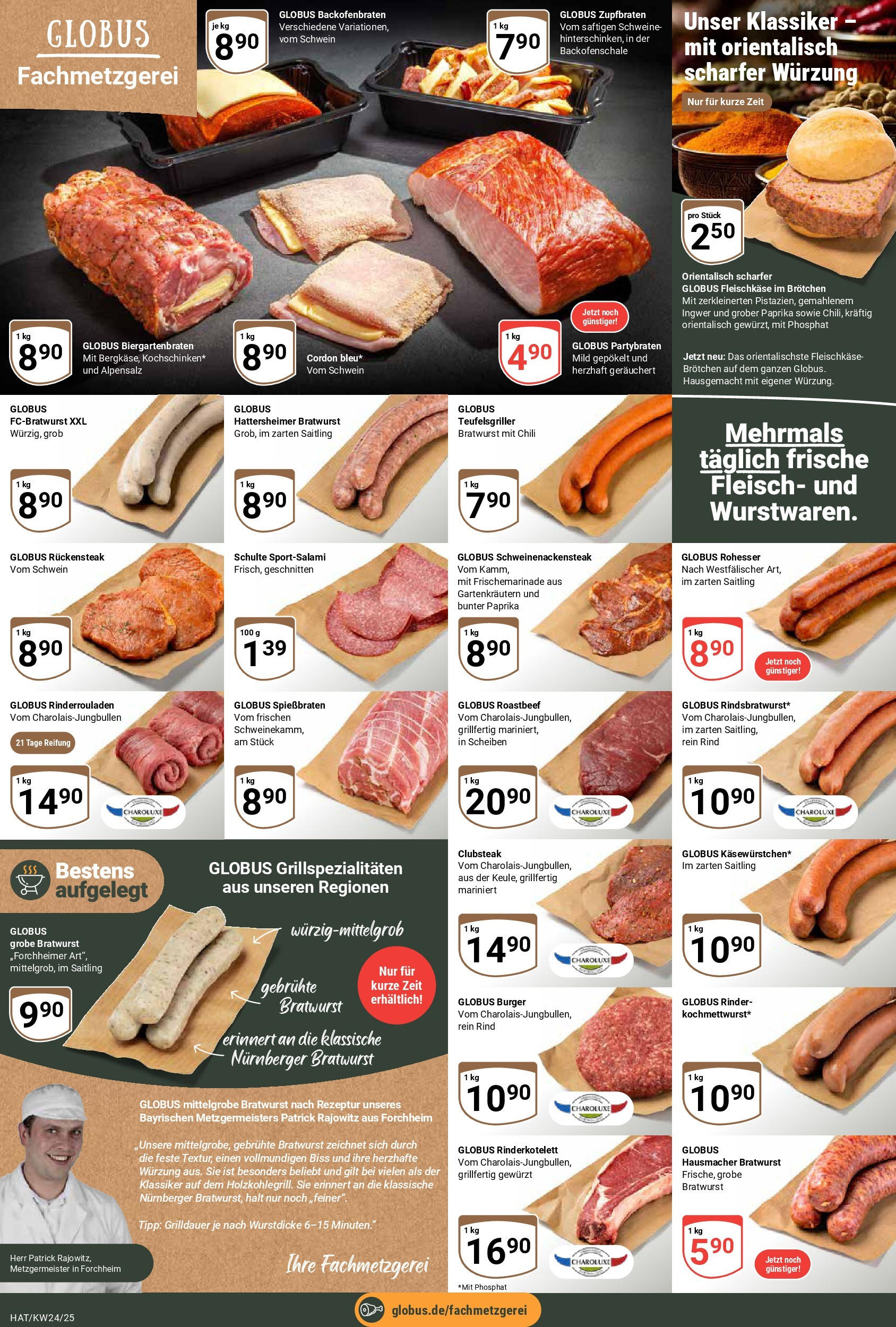 Globus prospekt Hattersheim	 (ab 08.06.2025) » Angebote online | Seite: 8 | Produkte: Rinderrouladen, Paprika, Steak, Fleisch