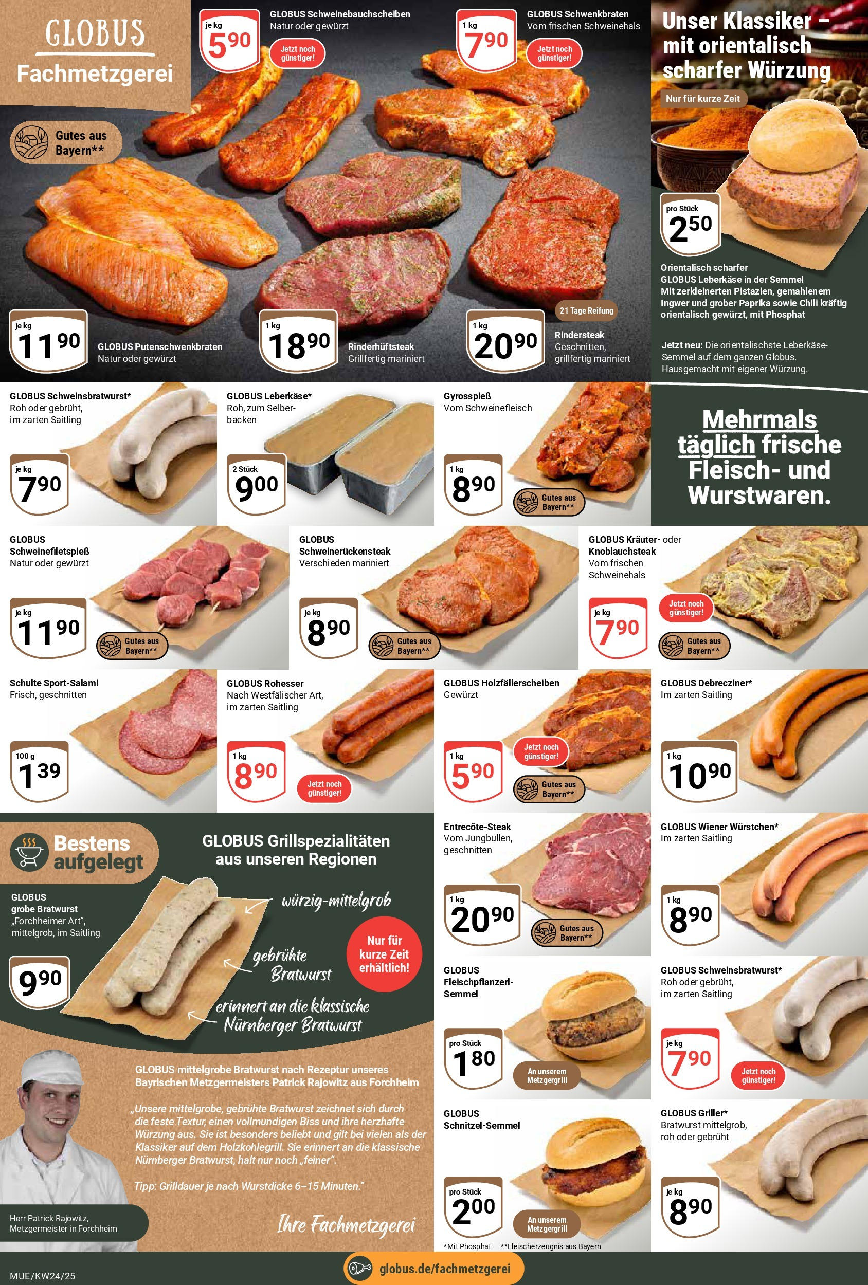Globus prospekt Mühldorf	 (ab 08.06.2025) » Angebote online | Seite: 8 | Produkte: Bratwurst, Gyros, Steak, Leberkase