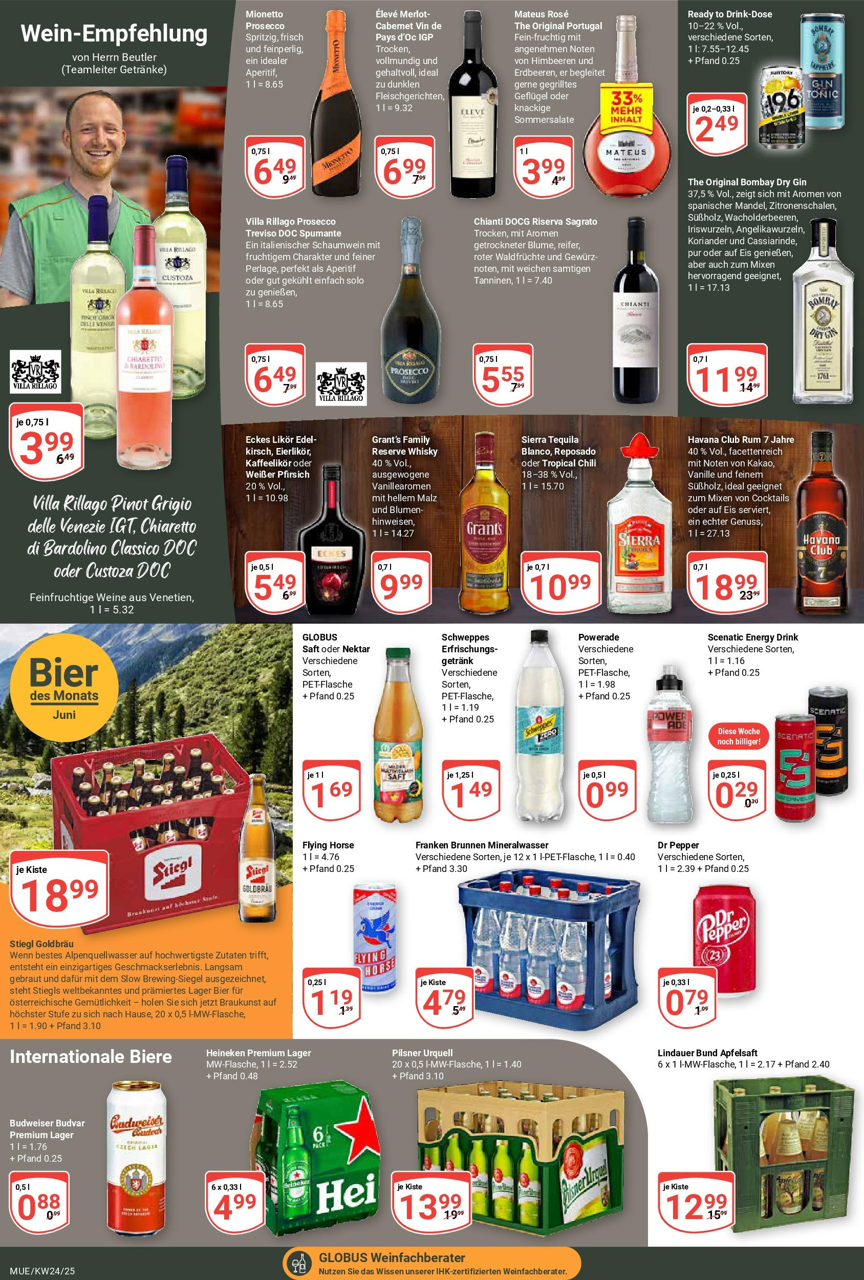 Globus prospekt Mühldorf	 (ab 08.06.2025) » Angebote online | Seite: 15 | Produkte: Whisky, Rum, Prosecco, Saft