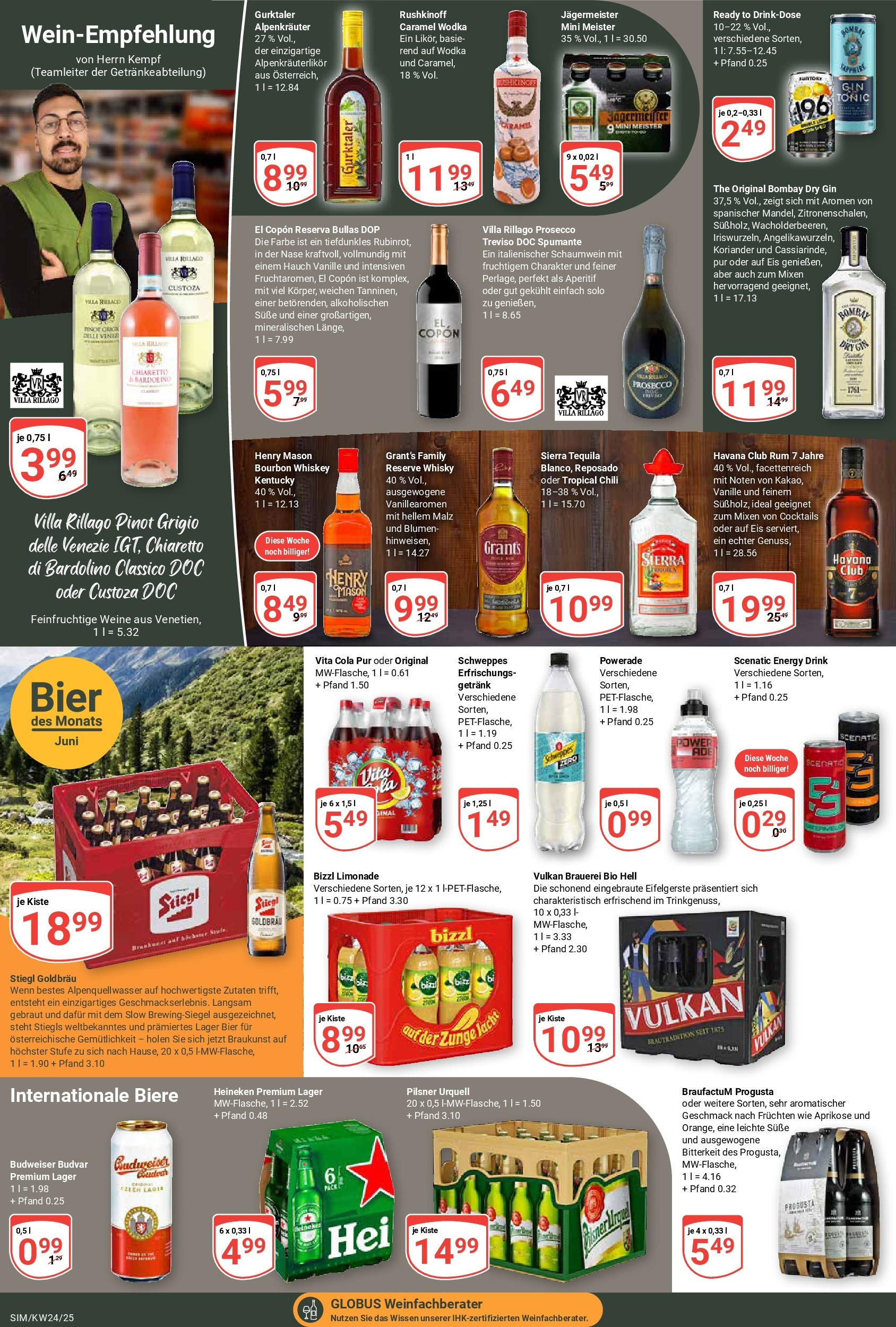 Globus prospekt Simmern	 (ab 08.06.2025) » Angebote online | Seite: 15 | Produkte: Whisky, Prosecco, Bourbon, Whiskey