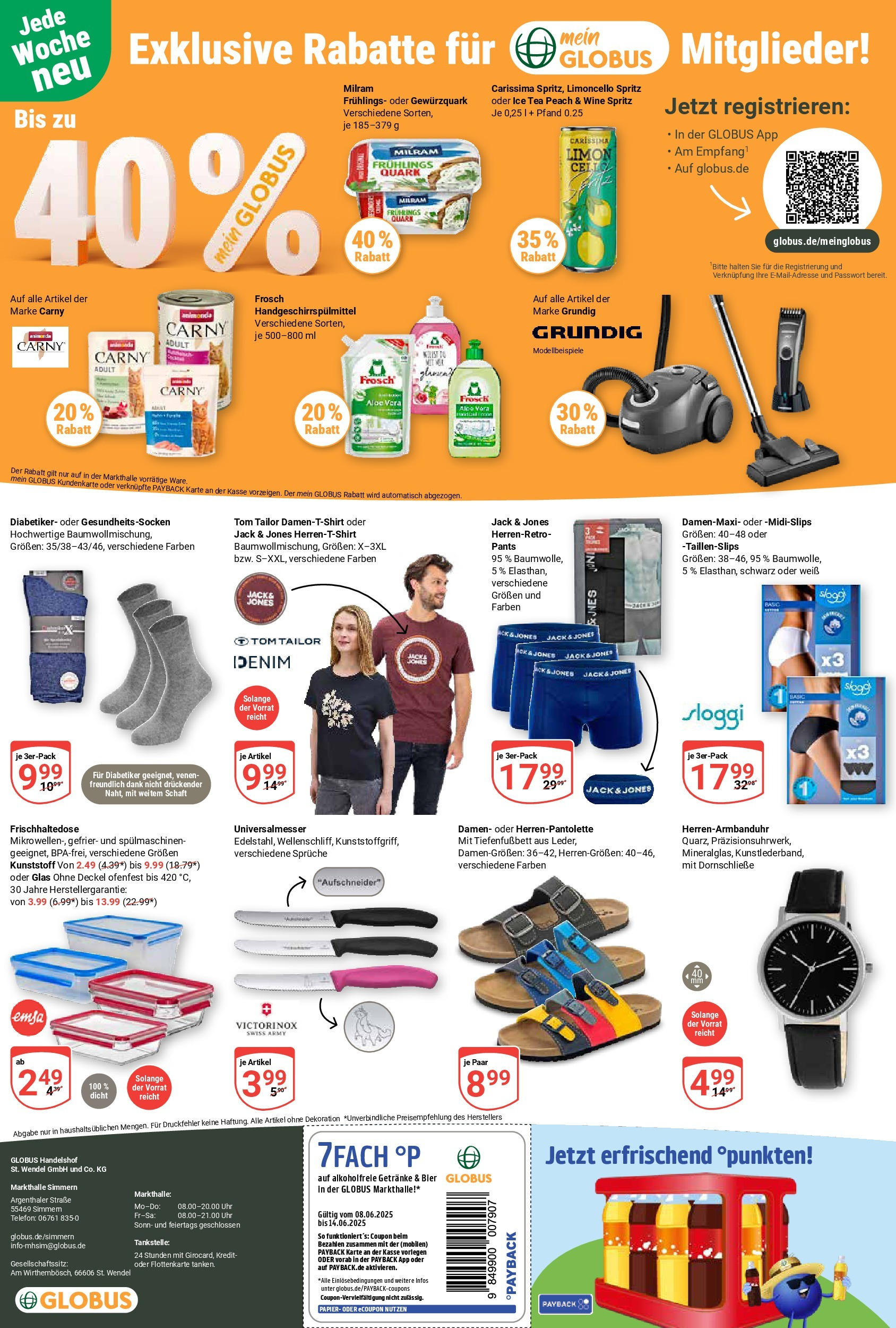 Globus prospekt Simmern	 (ab 08.06.2025) » Angebote online | Seite: 23 | Produkte: T-Shirt, Bier, Milram, Telefon