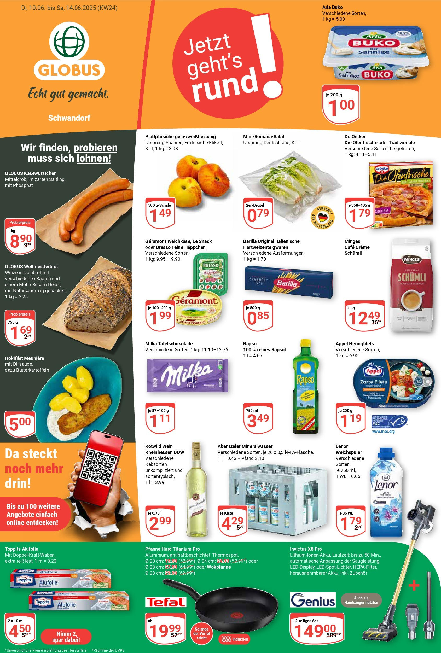 Globus prospekt Schwandorf	 (ab 08.06.2025) » Angebote online | Seite: 1 | Produkte: Milka, Ofenfrische, Bresso, Pizza