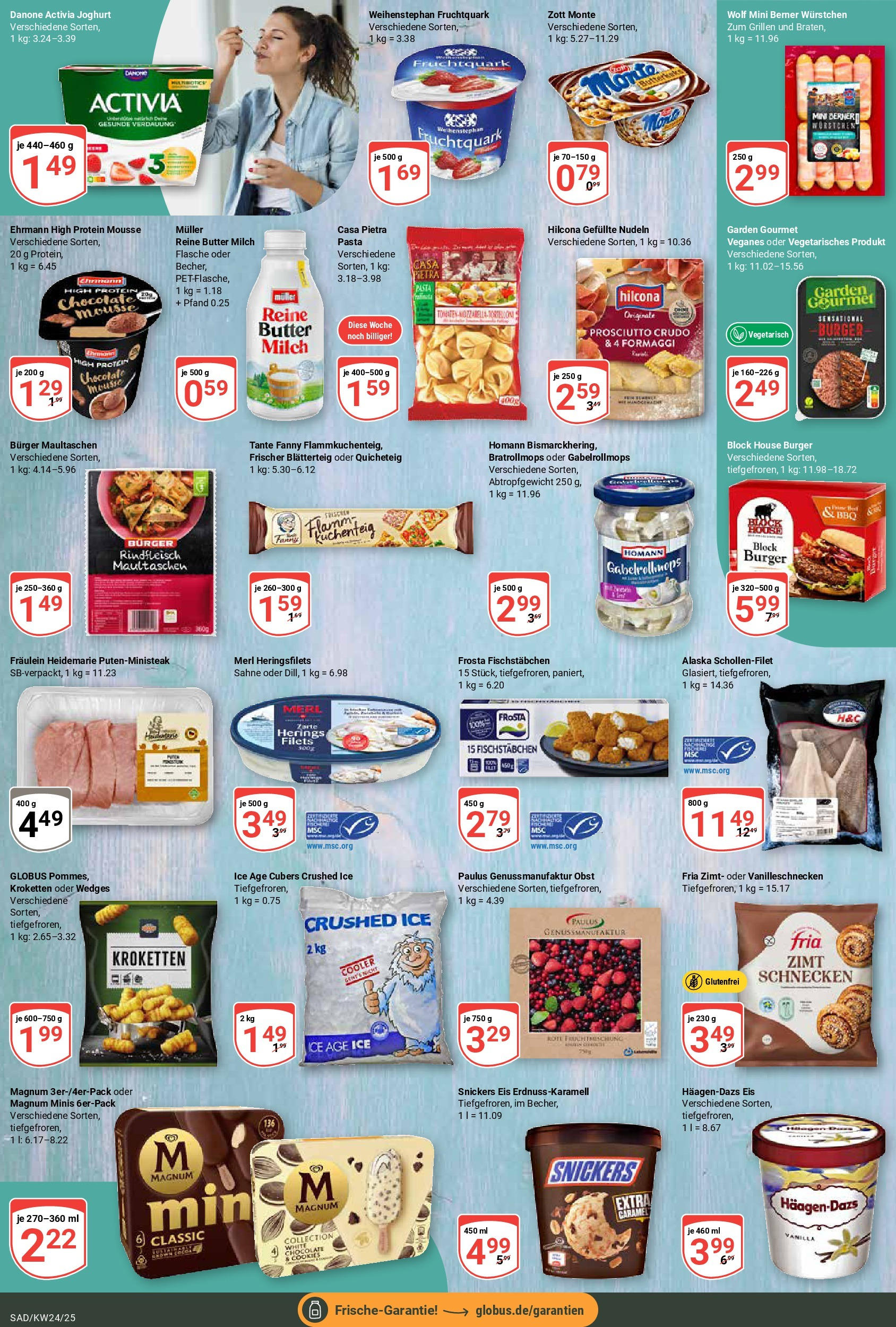 Globus prospekt Schwandorf	 (ab 08.06.2025) » Angebote online | Seite: 12 | Produkte: Danone activia, Obst, Sahne, Eis