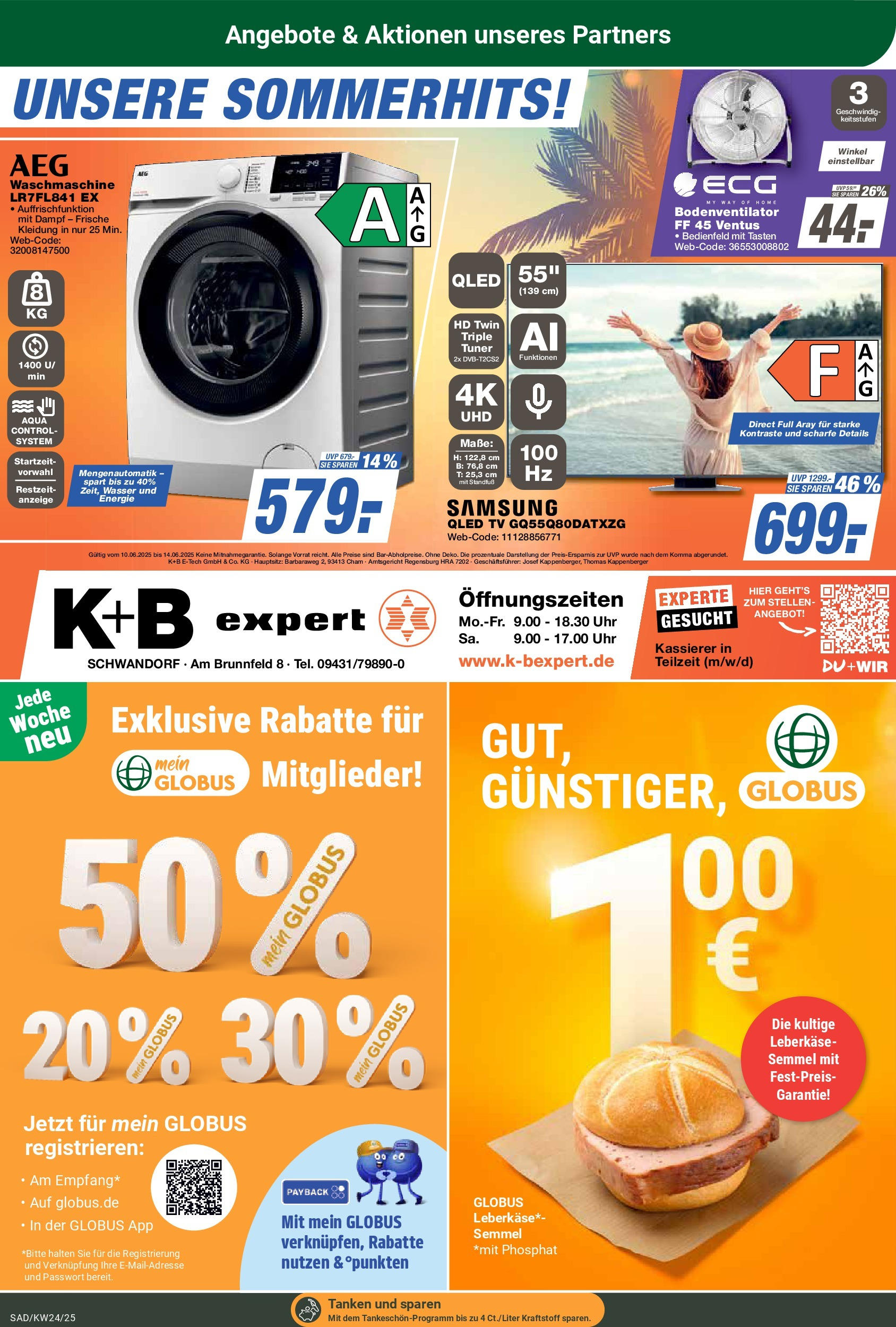 Globus prospekt Schwandorf	 (ab 08.06.2025) » Angebote online | Seite: 22 | Produkte: AEG, Waschmaschine, Samsung, TV