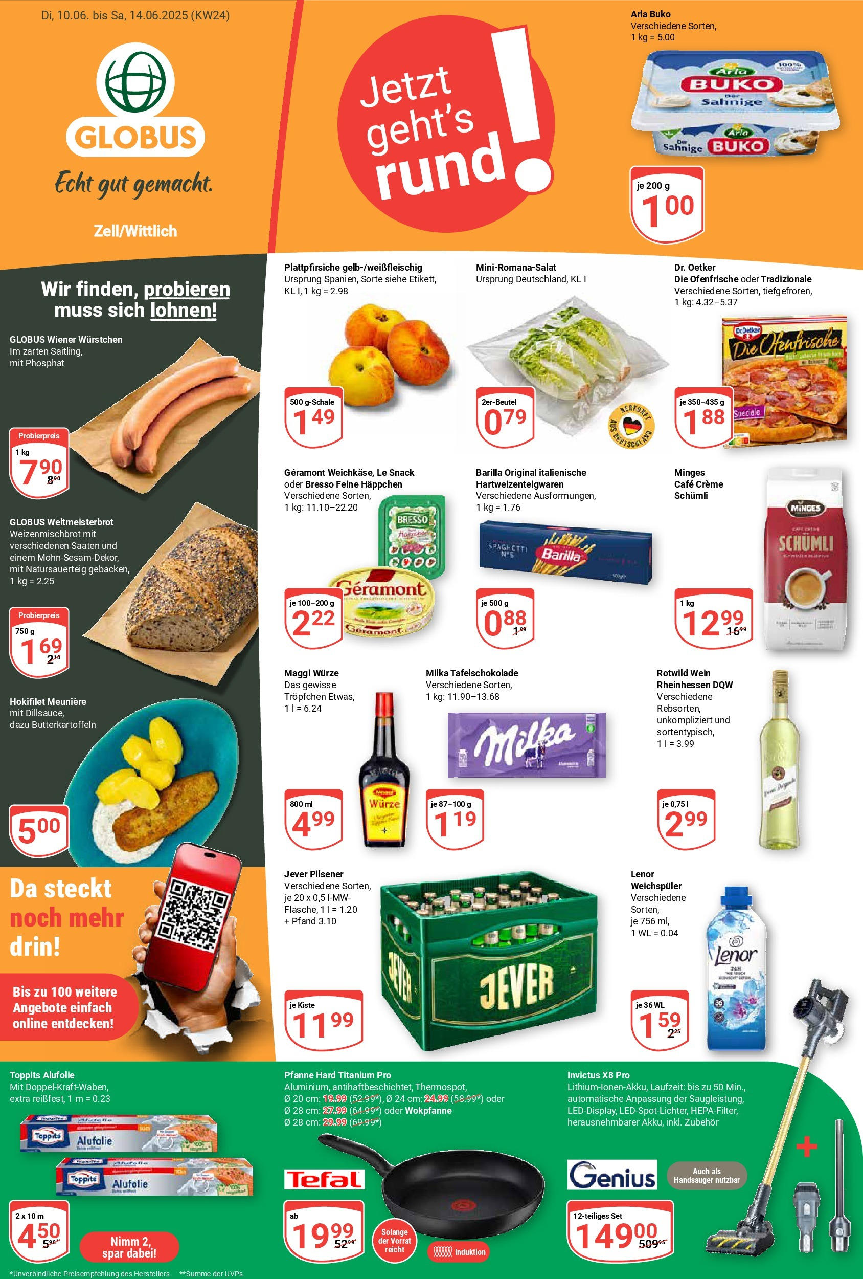 Globus prospekt Zell/mosel	 (ab 08.06.2025) » Angebote online | Seite: 1 | Produkte: Wiener wurstchen, Ofenfrische, Bresso, Pasta