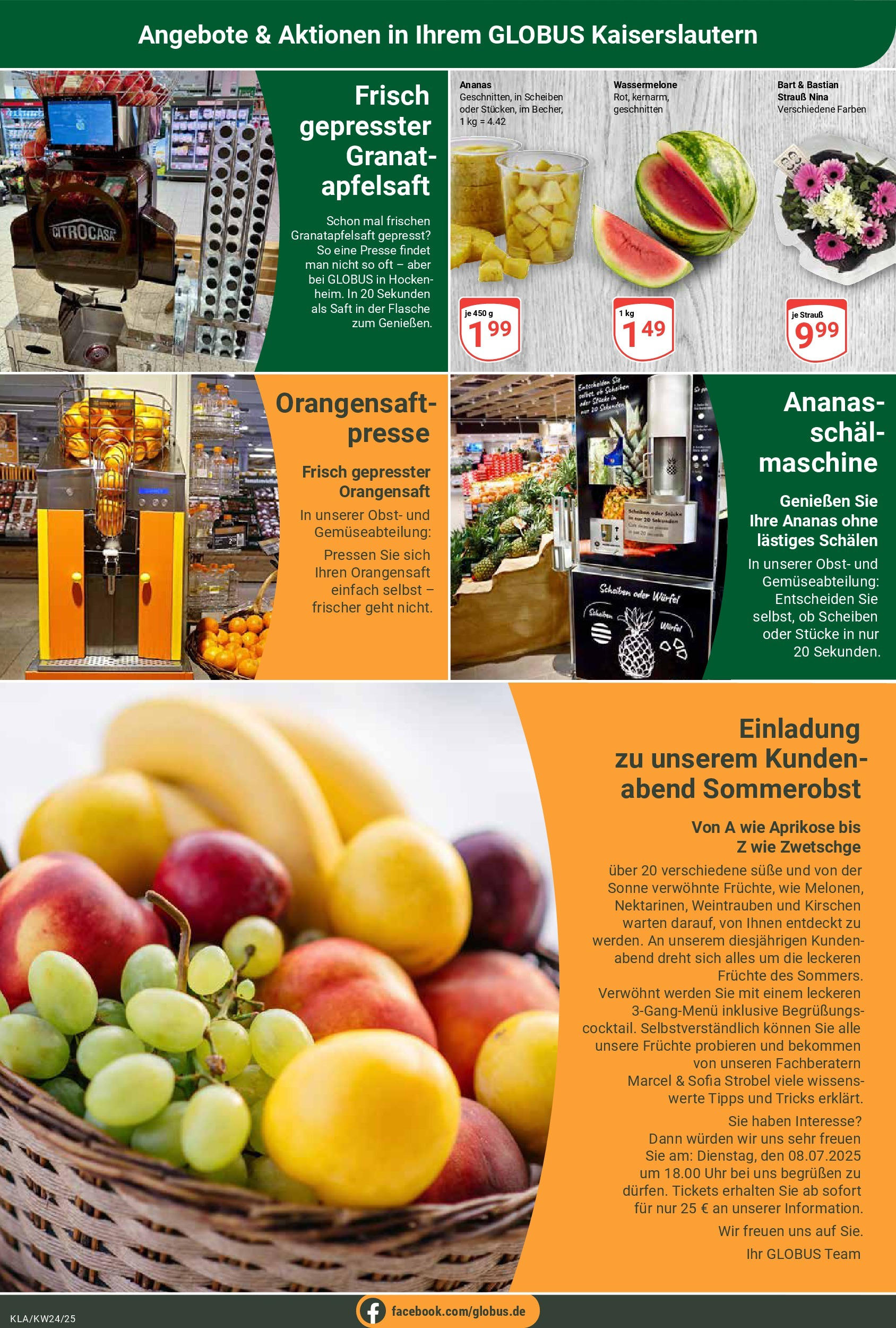 Globus prospekt Kaiserslautern	 (ab 08.06.2025) » Angebote online | Seite: 7 | Produkte: Orangensaft, Peeling, Saft, Uhr