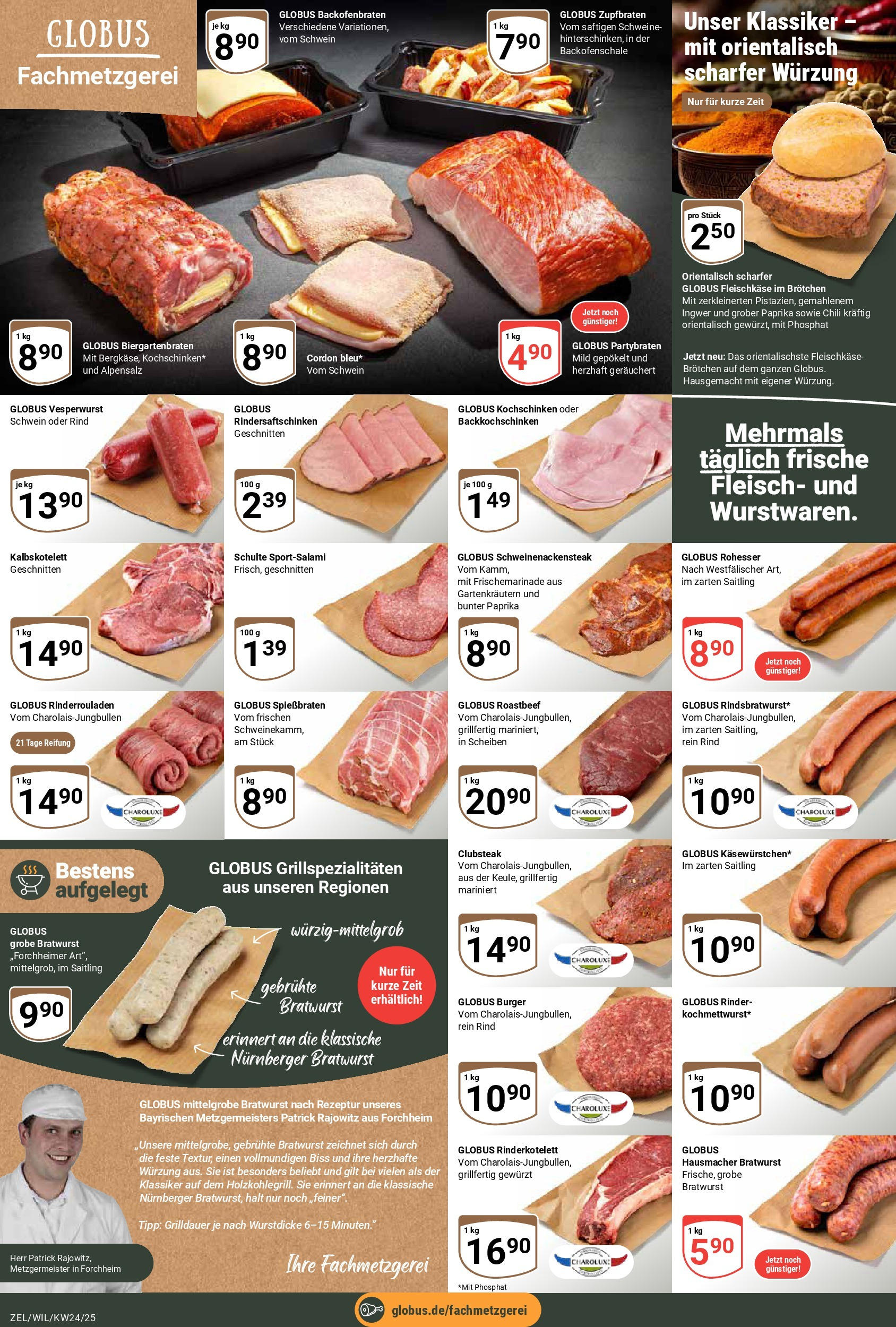 Globus prospekt Zell/mosel	 (ab 08.06.2025) » Angebote online | Seite: 10 | Produkte: Bratwurst, Burger, Roastbeef, Paprika