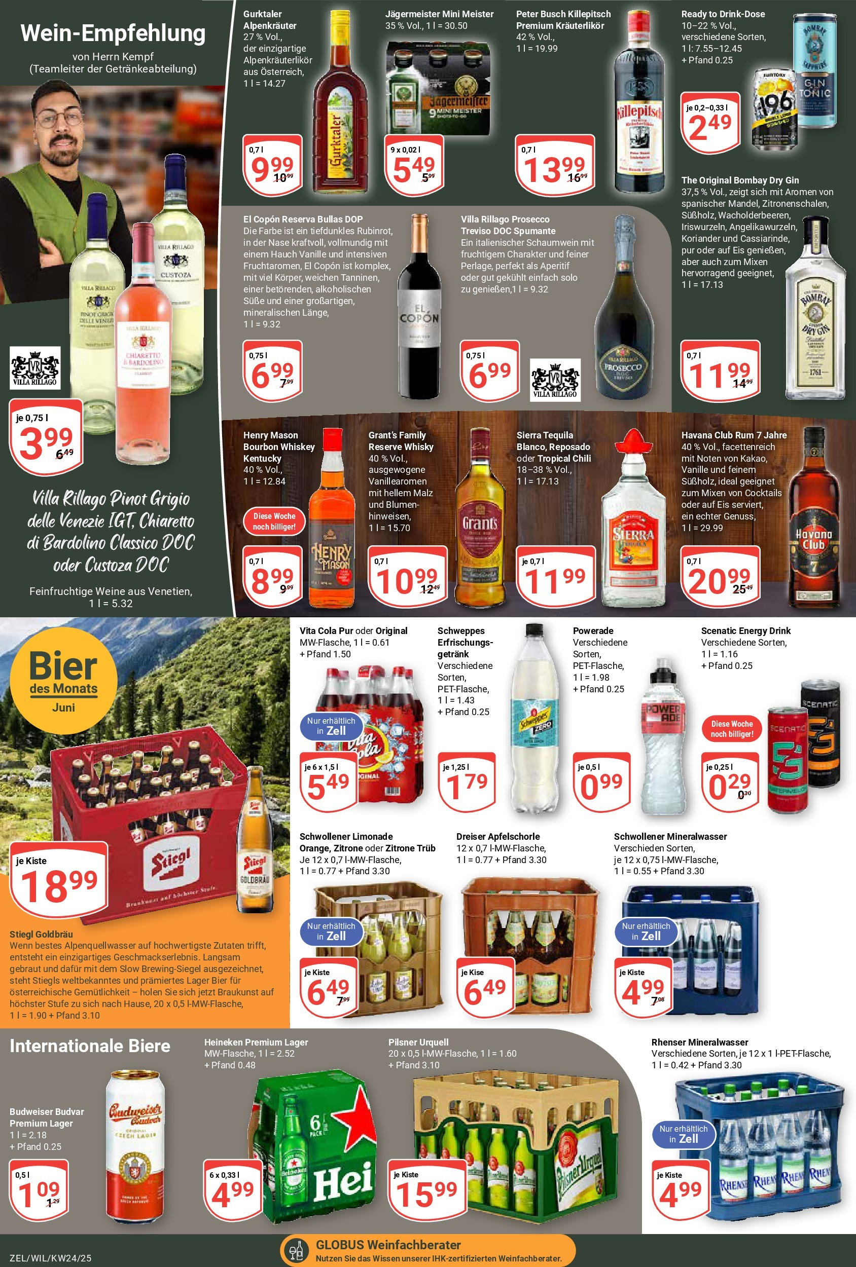 Globus prospekt Zell/mosel	 (ab 08.06.2025) » Angebote online | Seite: 15 | Produkte: Havana club, Bier, Limonade, Jägermeister