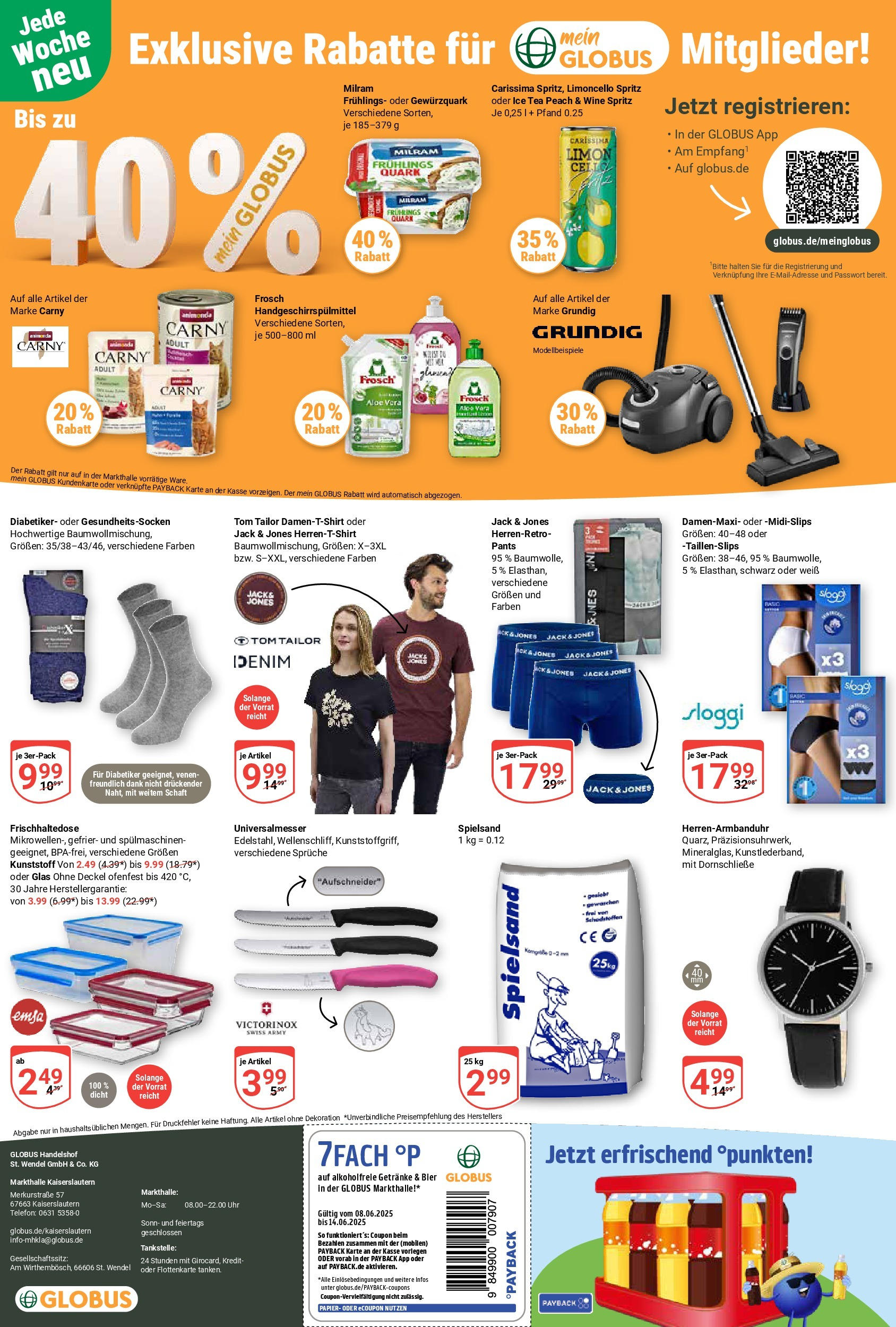 Globus prospekt Kaiserslautern	 (ab 08.06.2025) » Angebote online | Seite: 23 | Produkte: Quark, Milram, Limoncello, Uhr