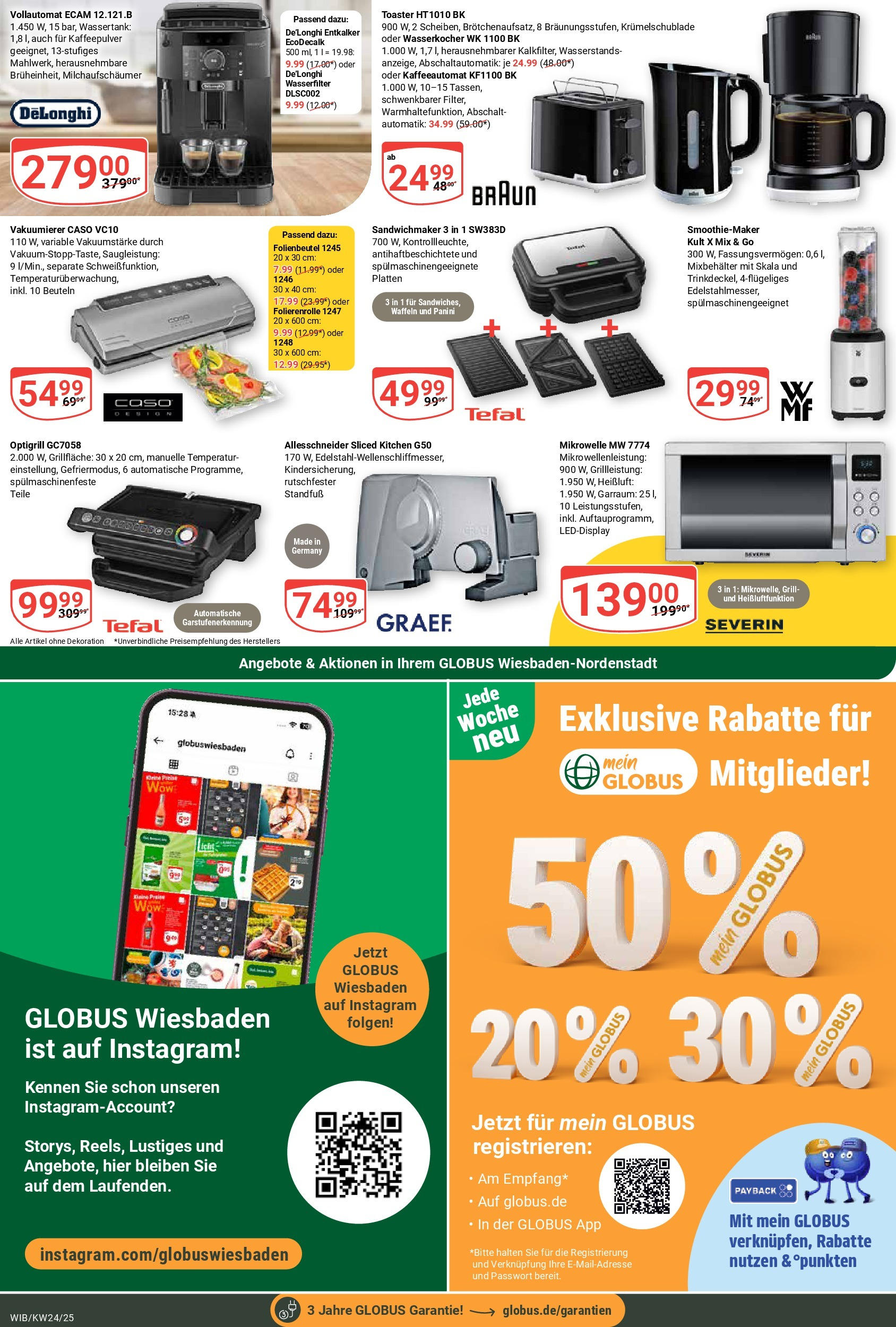 Globus prospekt Wiesbaden-Nordenstadt	 (ab 08.06.2025) » Angebote online | Seite: 22 | Produkte: Wasserkocher, Sandwichmaker, Vakuumierer, Waffeln